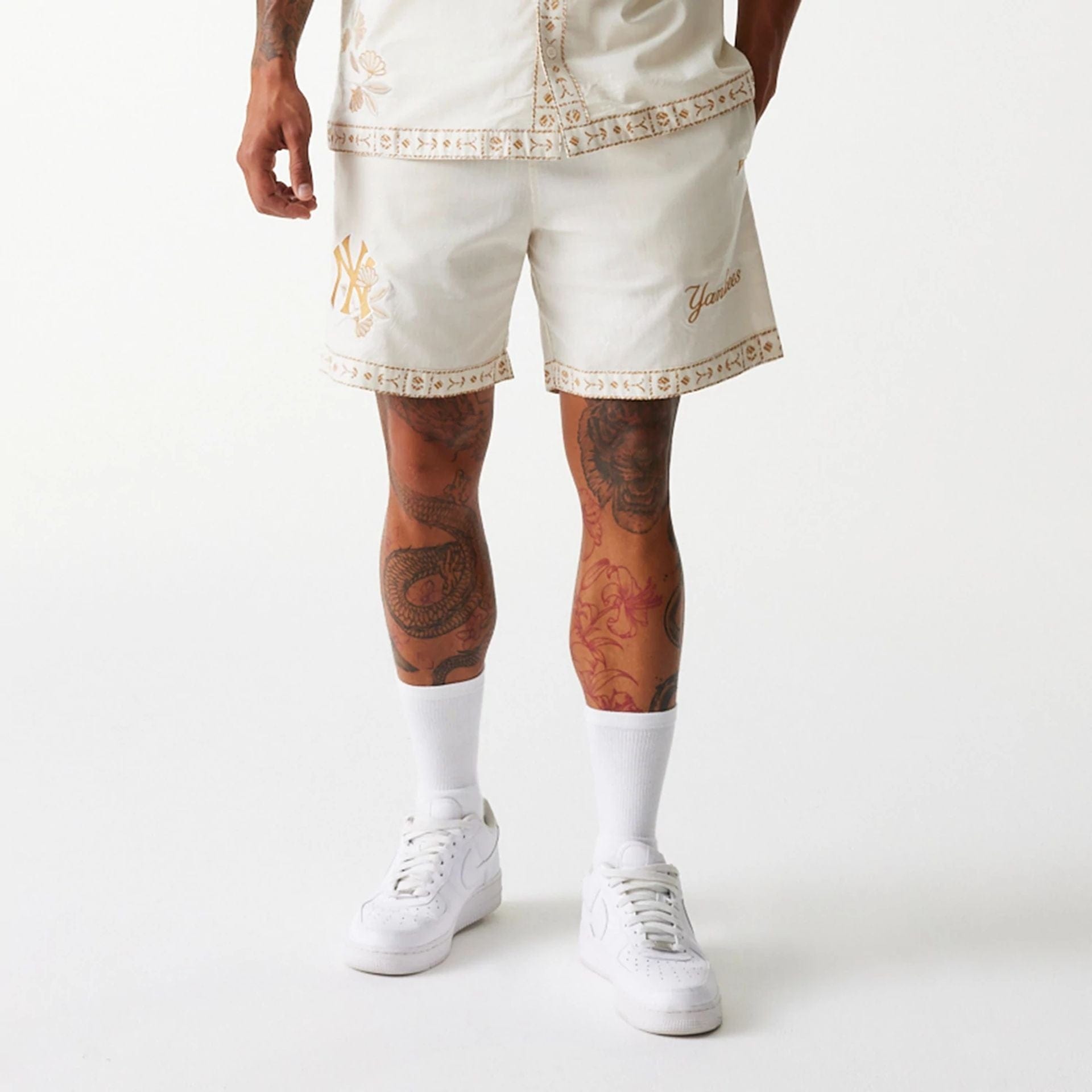 New York Yankees MLB Taping Open White Shorts、mySite、vikingsvslions