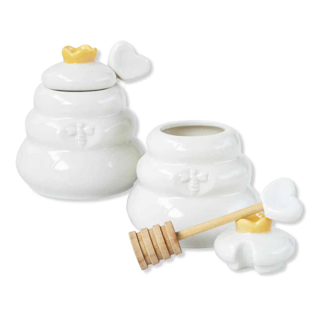 Bee Hive Ceramic Mini Honey Jar and Dipper Set - Set of 2、mySite、topwebapps