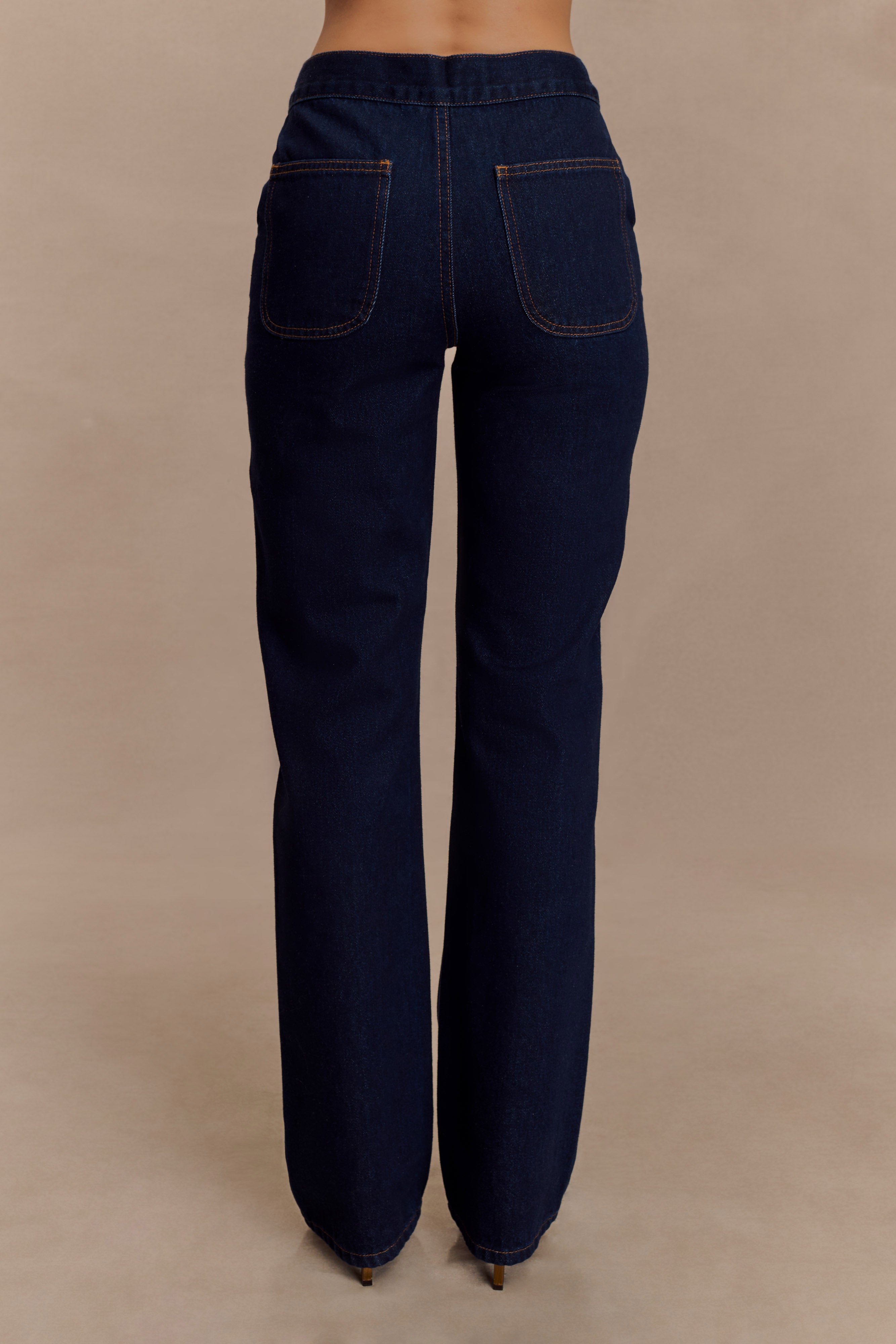 Remington V Front Straight Leg Jeans - Indigo Blue、mySite、solidvoid