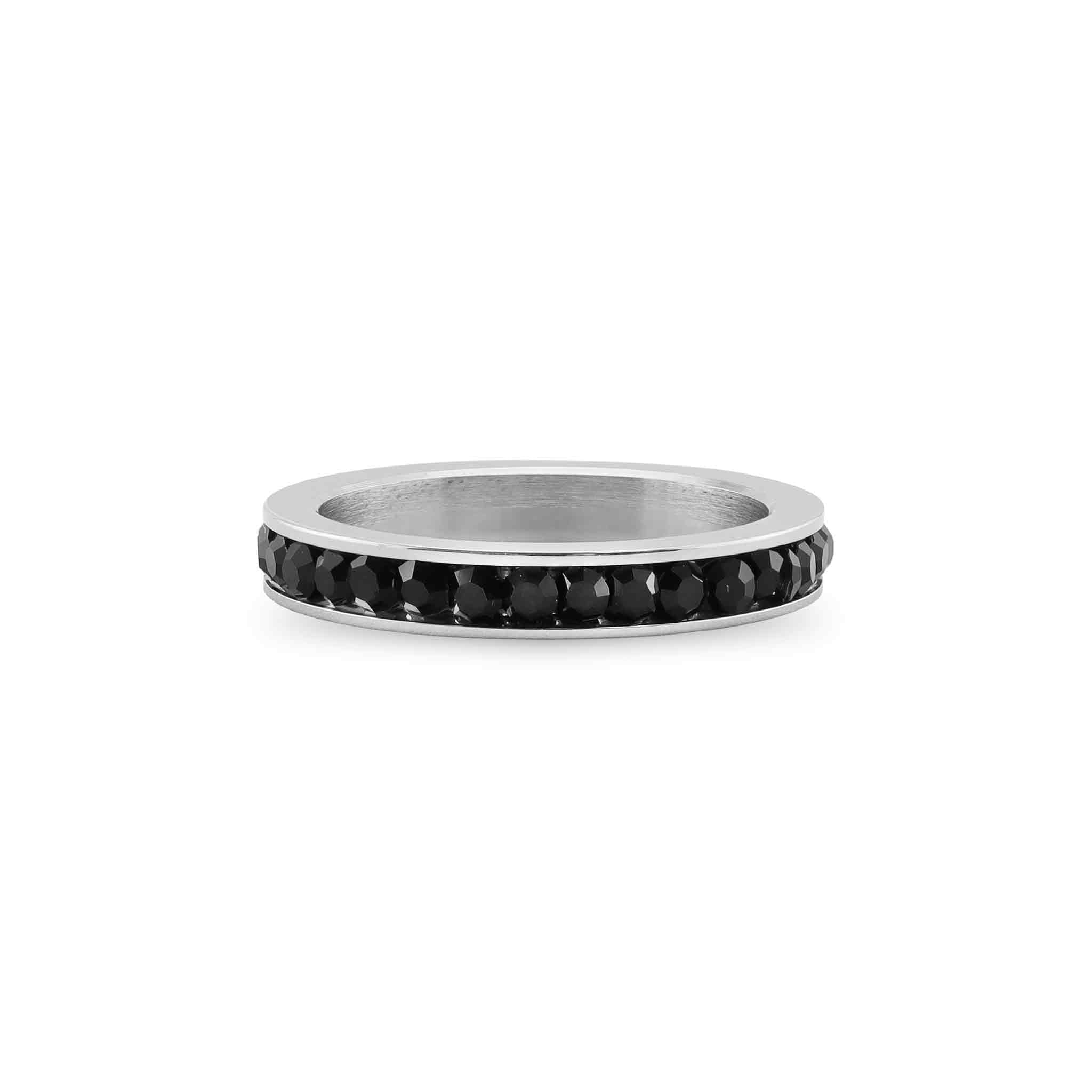 Black CZ Center Highly Polished Stainless Steel Flat Ring / ZRJ9004、mySite、dreamappss