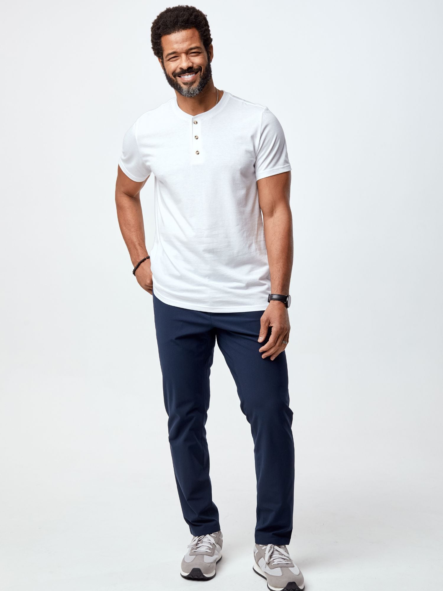  White Short Sleeve Henley、mySite、ghnorth