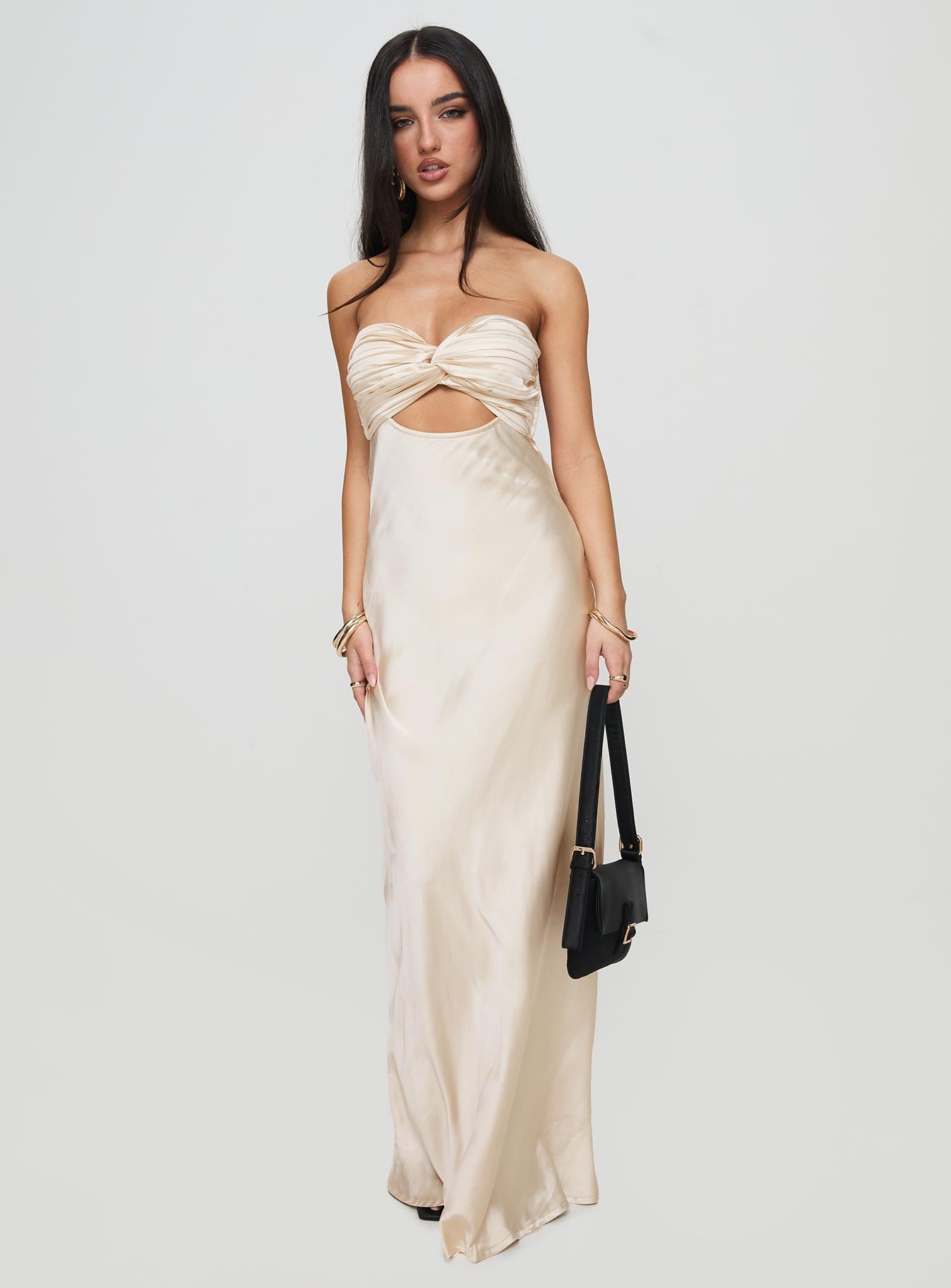 Faviola Strapless Maxi Dress Champagne、mySite、solidvoid