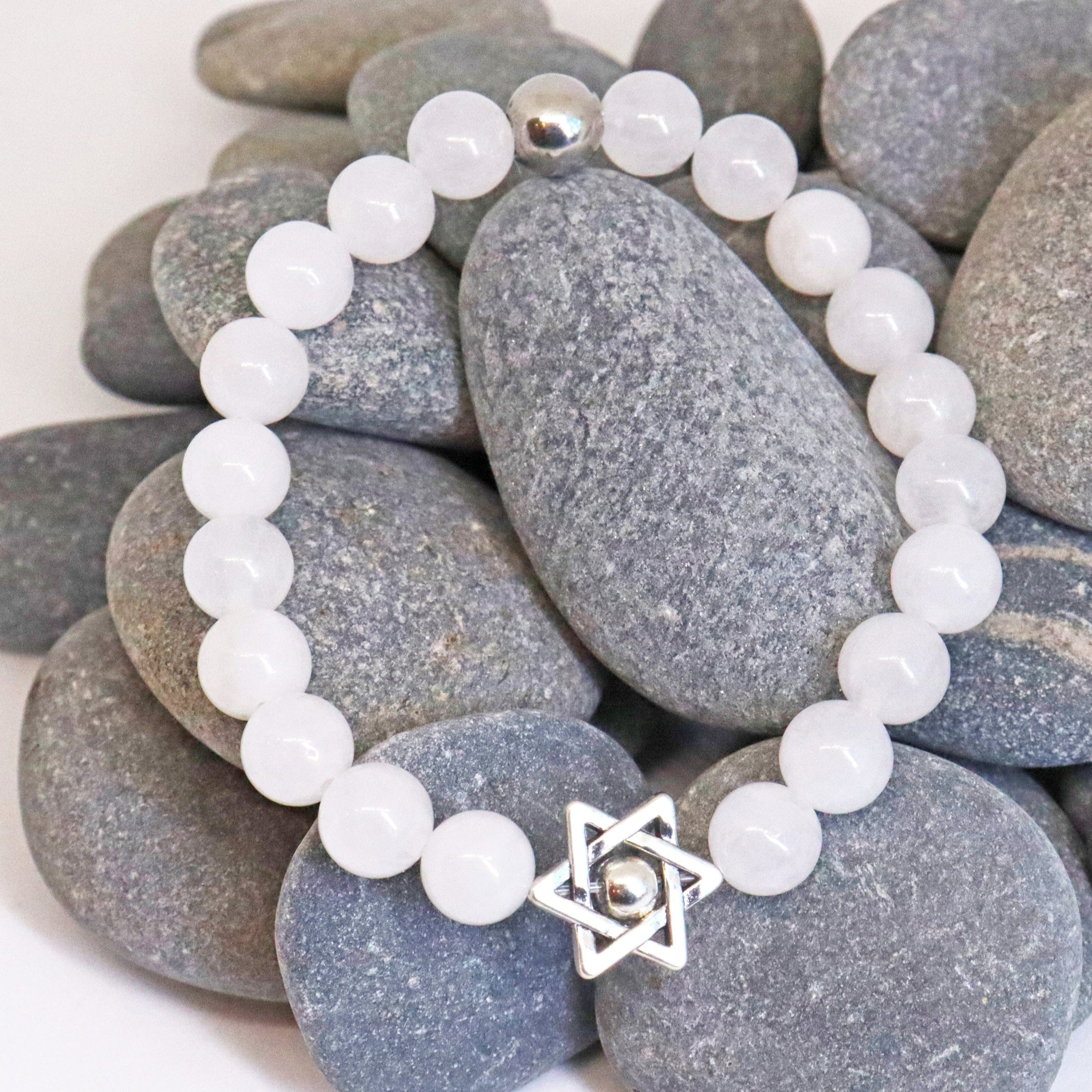 White Jade Star of David Beaded Bracelet、mySite、topwebapps