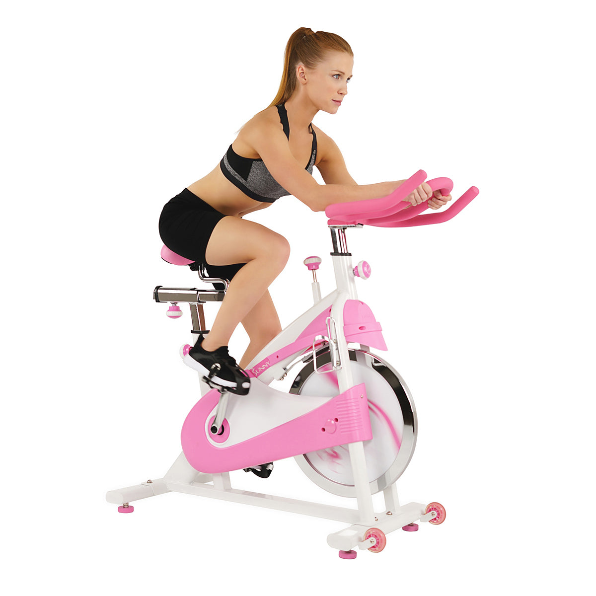  Pink Exercise Bike Belt Drive Premium Indoor Cycling Trainer、mySite、ghnorth