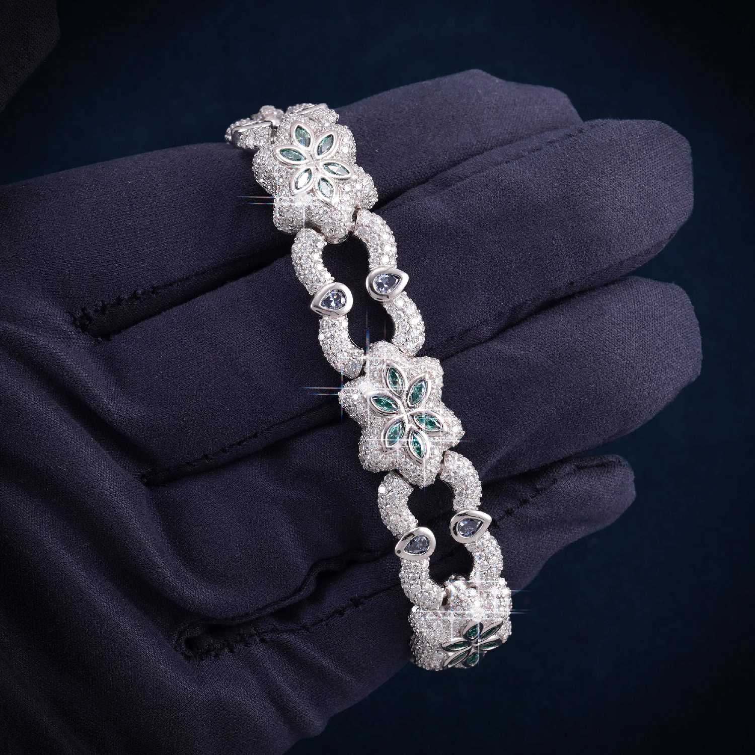 13MM Double Accent Moissanite Cuban Link Bracelet 14K、mySite、hinf8tx79