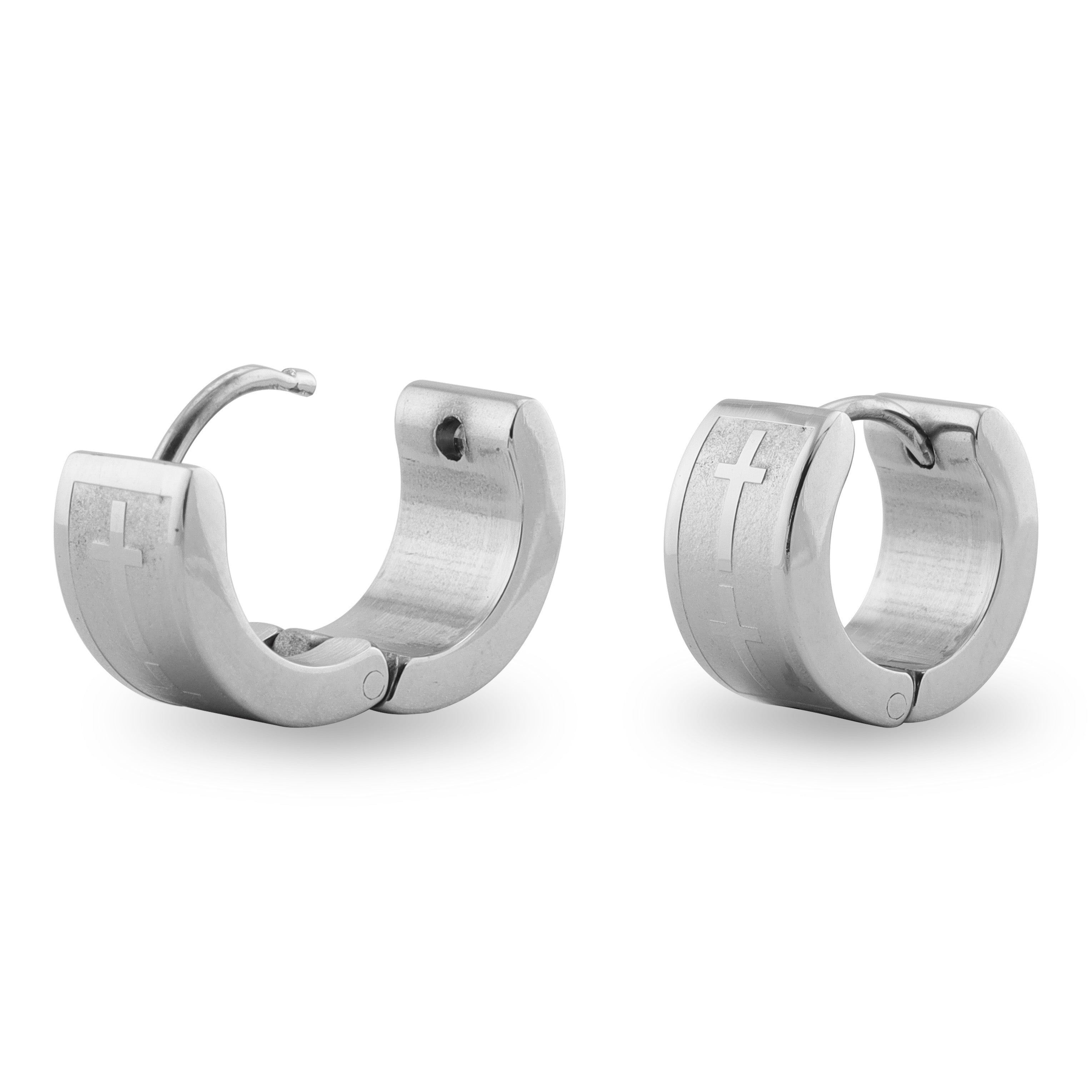 Stainless Steel Cross Hinged Hoop Earrings / ERJ2025、mySite、dreamappss