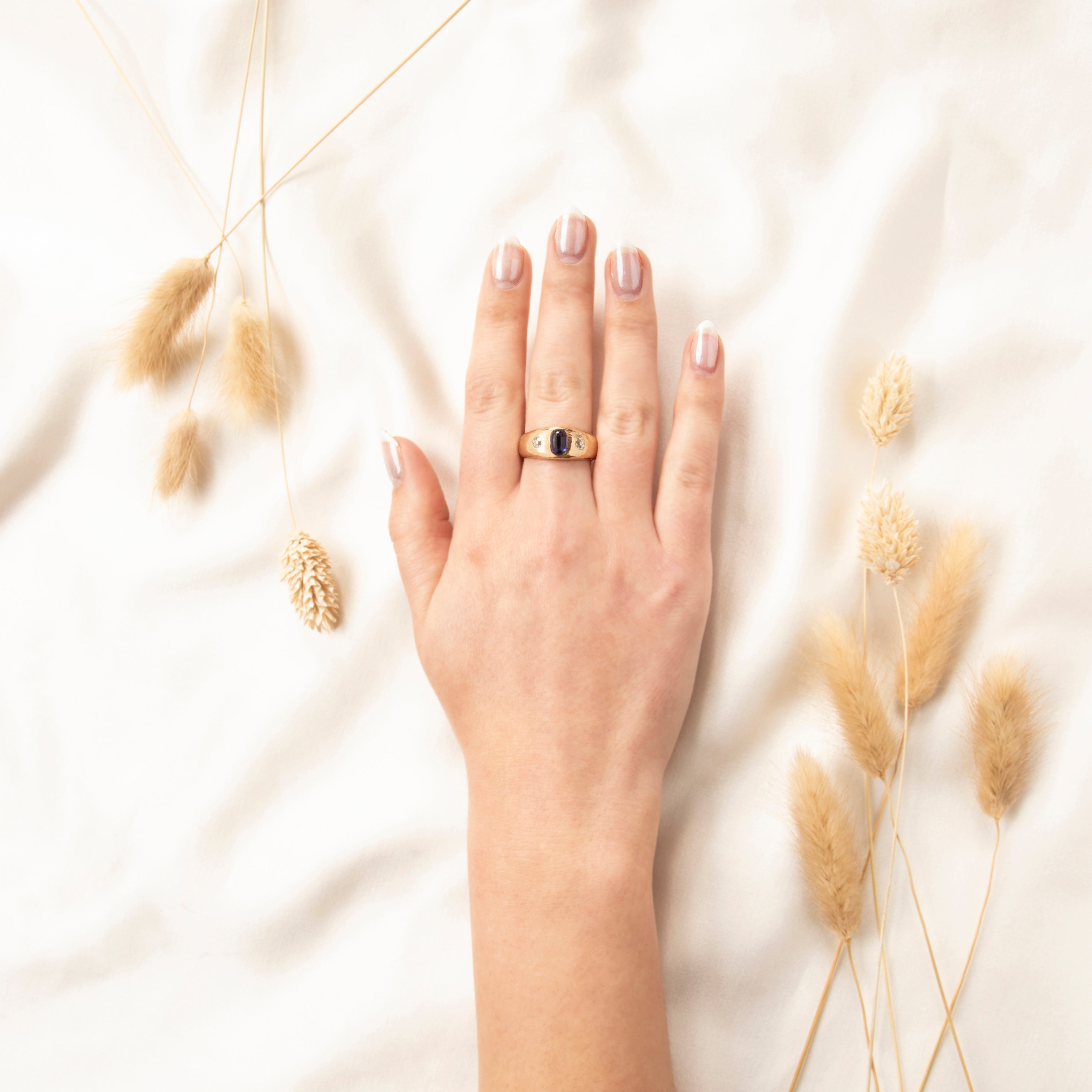 Vintage Heavy Craft 14k Yellow Gold 1.26ct Sapphire & Old Mine Diamond Ring 9.5、mySite、hinf8tx79