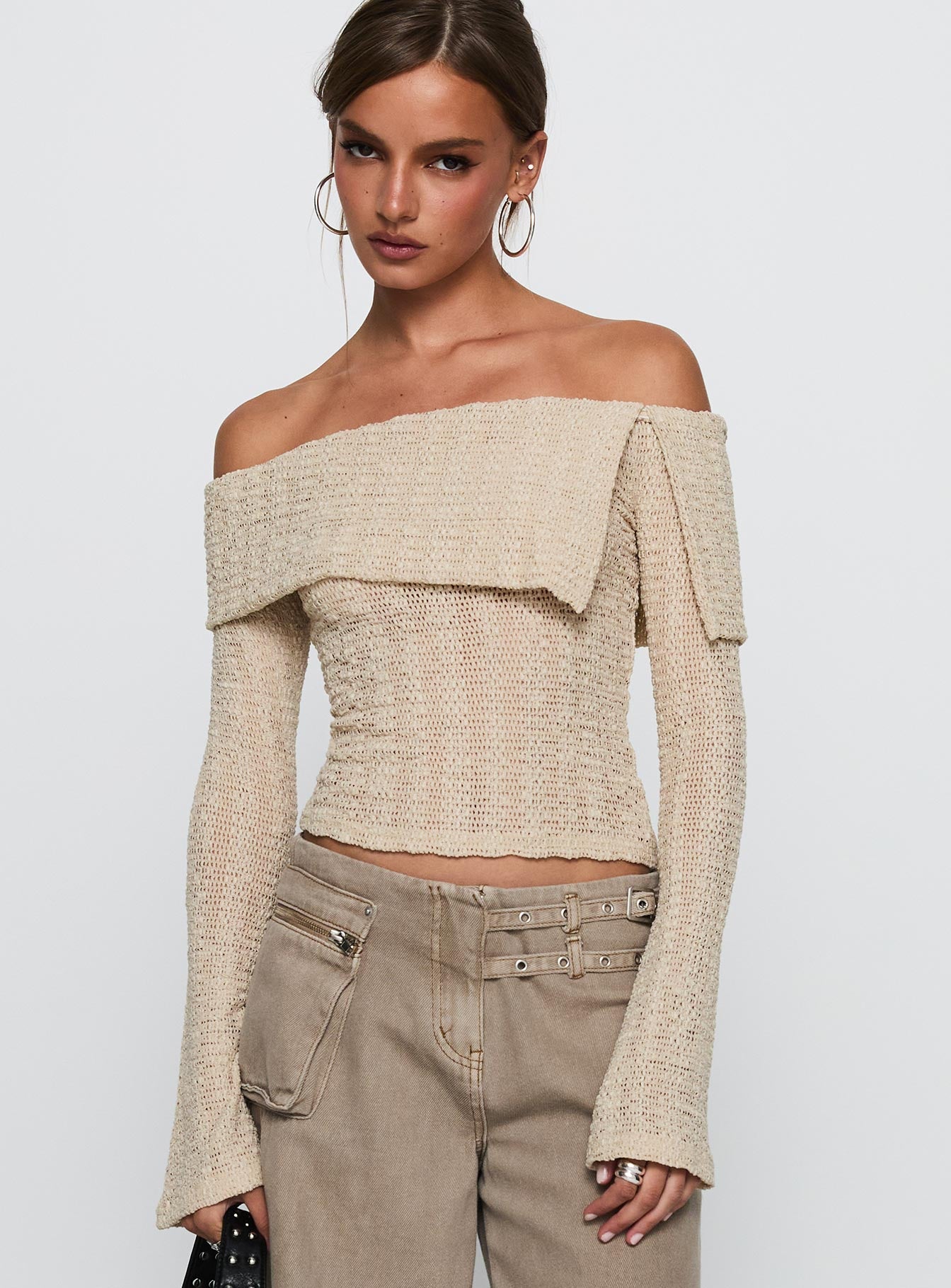 Cardamom Long Sleeve Top Beige、mySite、solidvoid