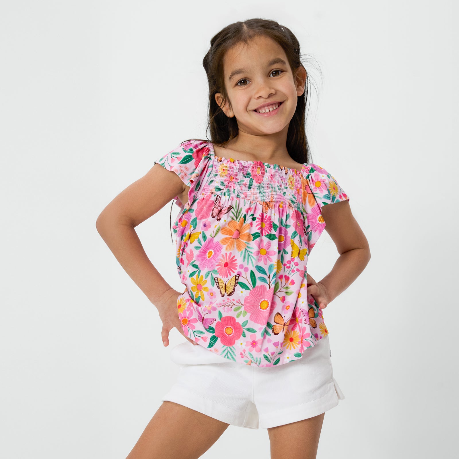 Butterfly Blooms Smocked Flutter Top、mySite、g9winljtr