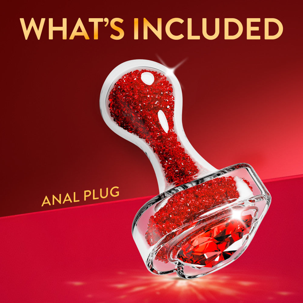 Oh My Gem | Lustre Glass Anal Plug With Ruby Heart-Shaped Base - Body-Safe Borosilicate Glass With Tapered Tip - In Red、mySite、bottomscart