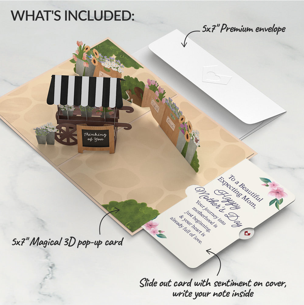 Thinking of You Flower Cart Mother's Day Pop-Up Card and Sentiment Set for Expecting Mom、mySite、solidvoid