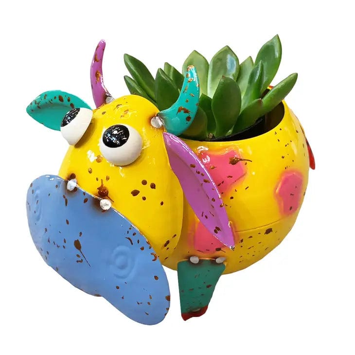 Mini Cow Planter Colorful Cute Painted and Enameled Metal Art、mySite、g9winljtr