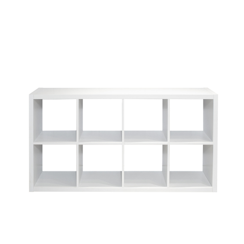 Smart Cube 8-Cube Organizer Storage with Opened Back Shelves,2 X 4 Cube Bookcase Book Shleves for Home, Office (White)、、casual