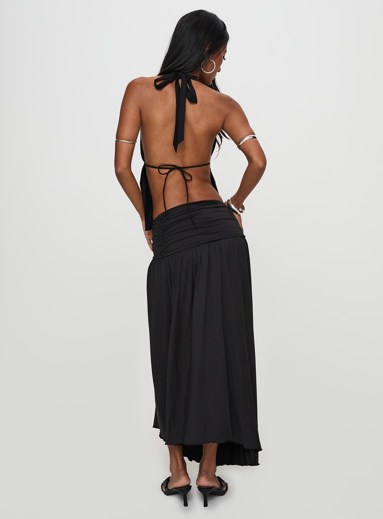 Gezabele Asymmetrical Maxi Skirt Black、mySite、solidvoid