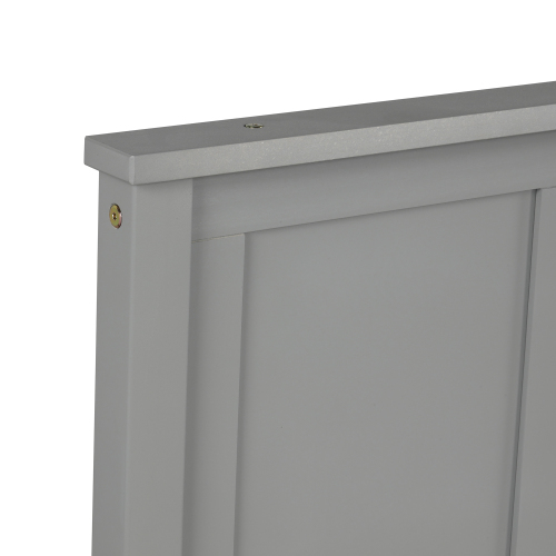 Platform Bed with Twin Size Trundle, Twin Size Frame, Gray、、casual