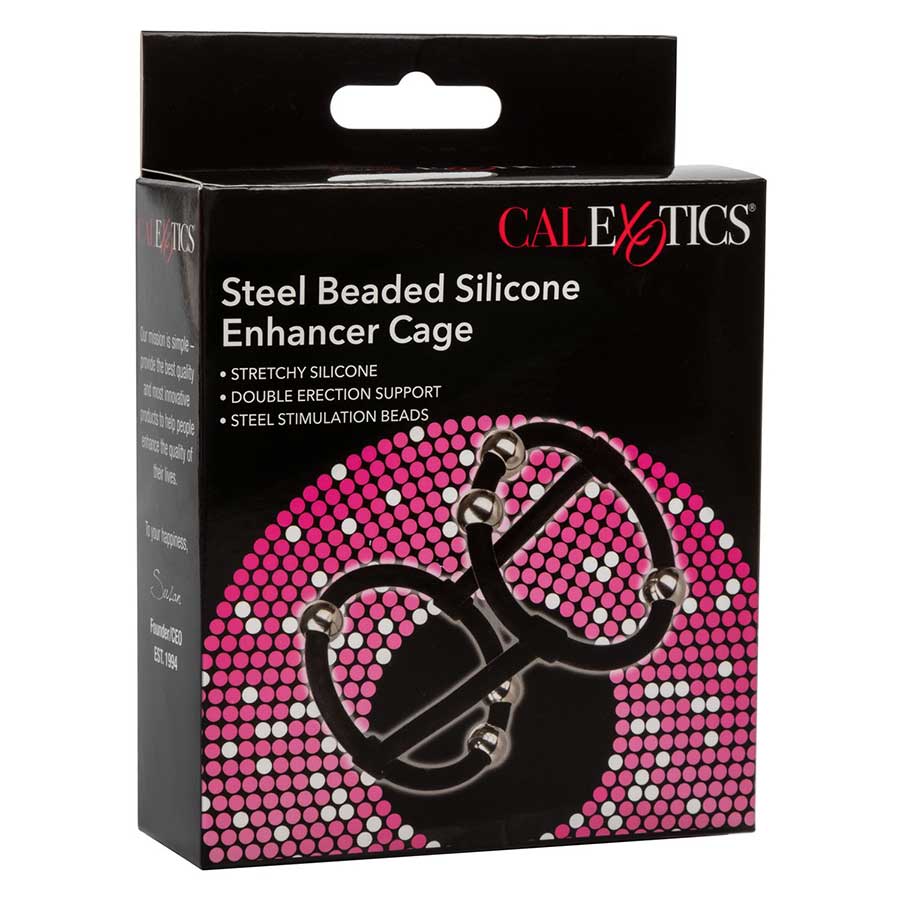 Steel Beaded Black Silicone Penis Enhancer Cage by Cal Exotics、mySite、bottomscart
