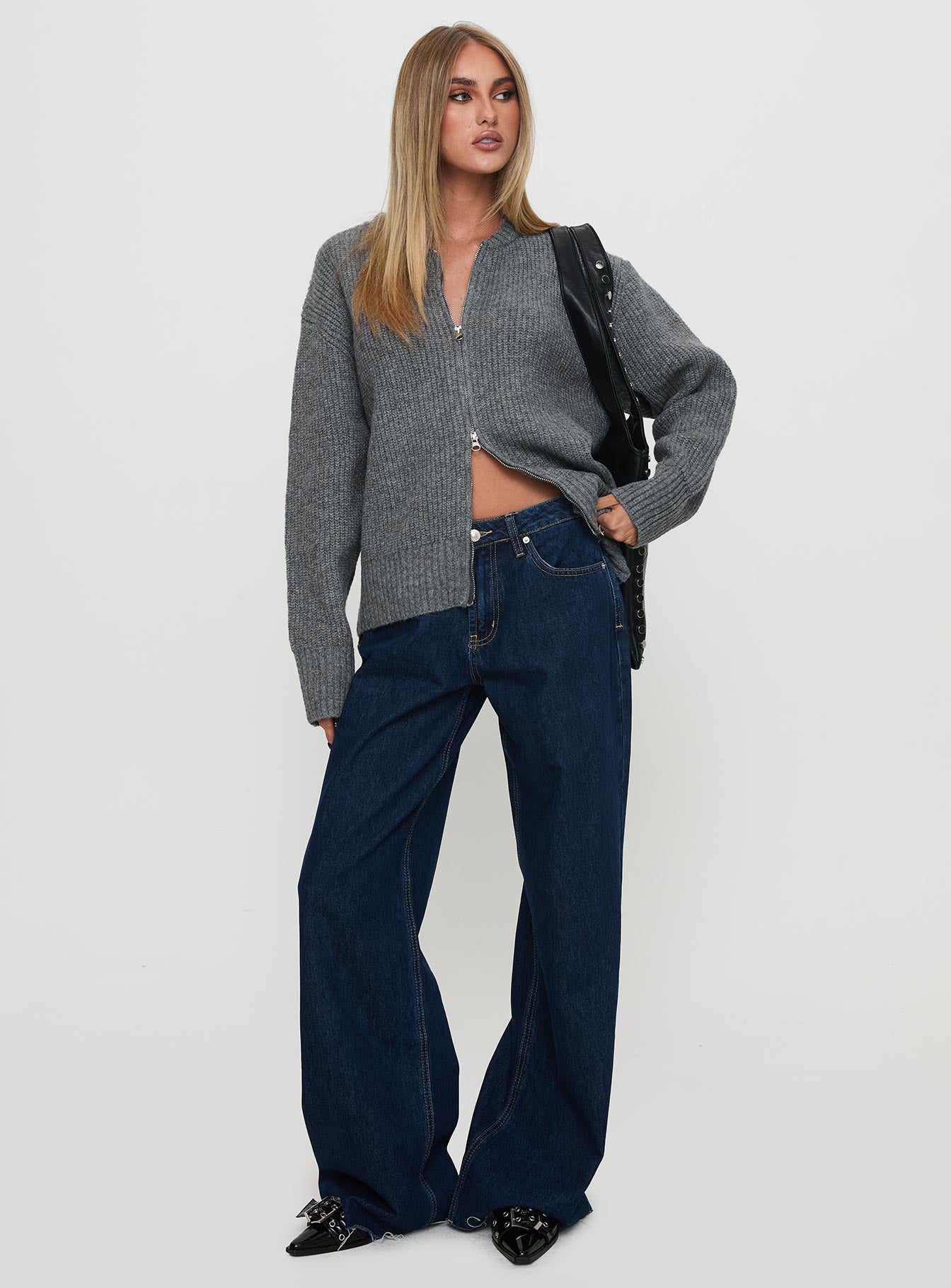 Lexene Zip Through Jumper Grey、mySite、solidvoid