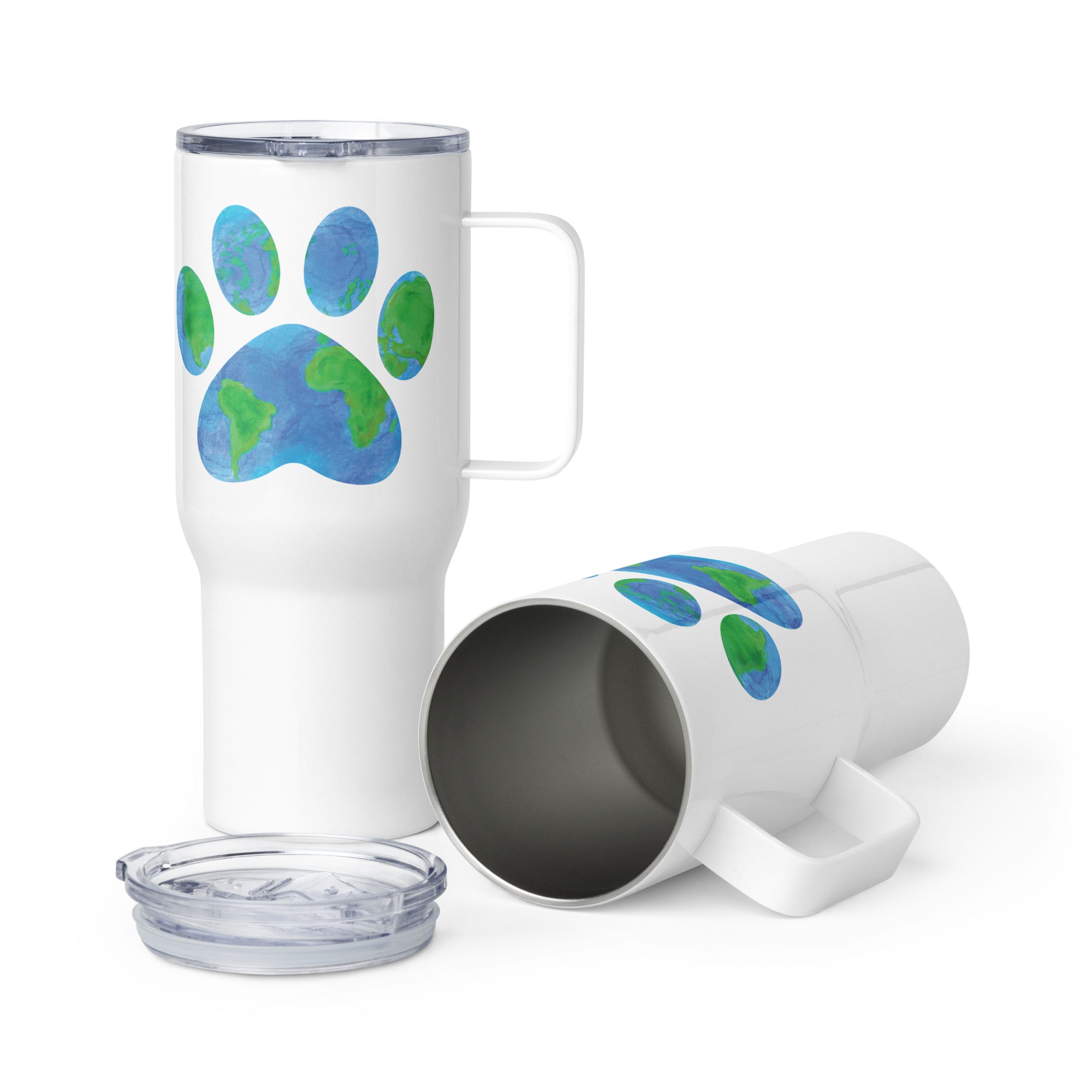 Earth Paw 25oz Handle Tumbler Travel Mug、mySite、camillekostekn