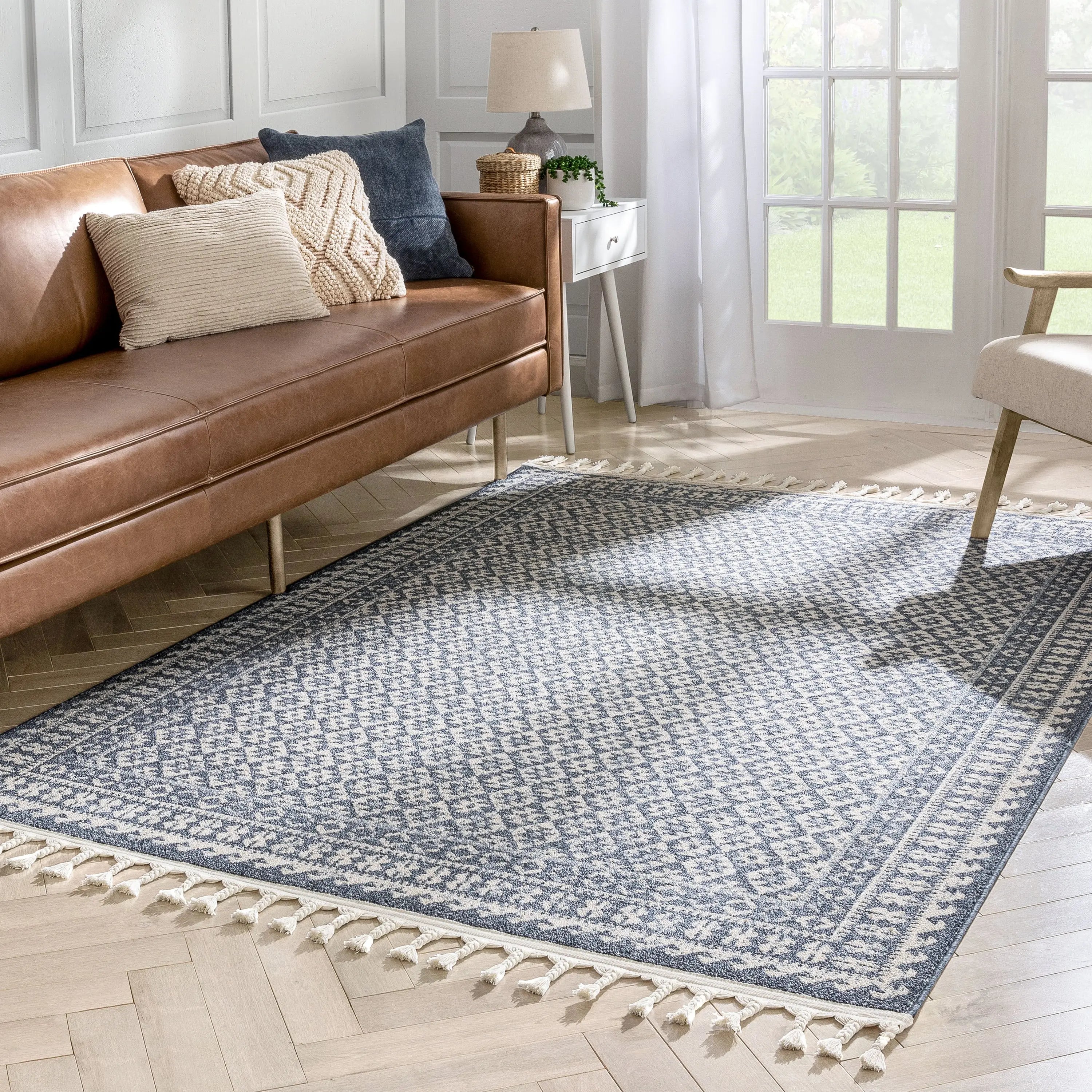 Callista Tribal Trellis Pattern Blue Kilim-Style Rug、mySite、gigharbornorthrealestate