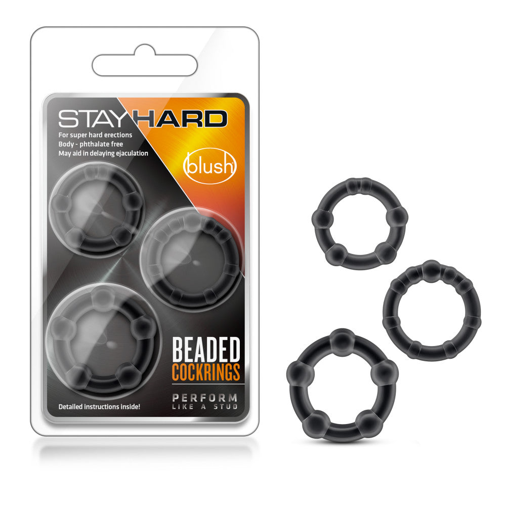 Stay Hard By Blush® | Black Beaded Penis Rings (3-Sizes)、mySite、bottomscart