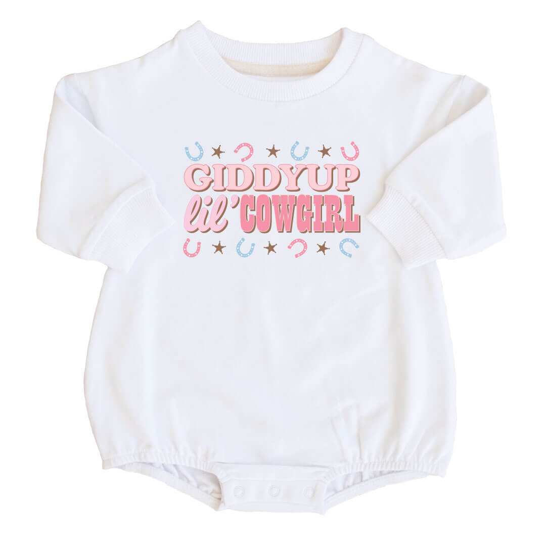  Giddy Up Graphic Sweatshirt Bubble Romper | White、mySite、layawaytickets