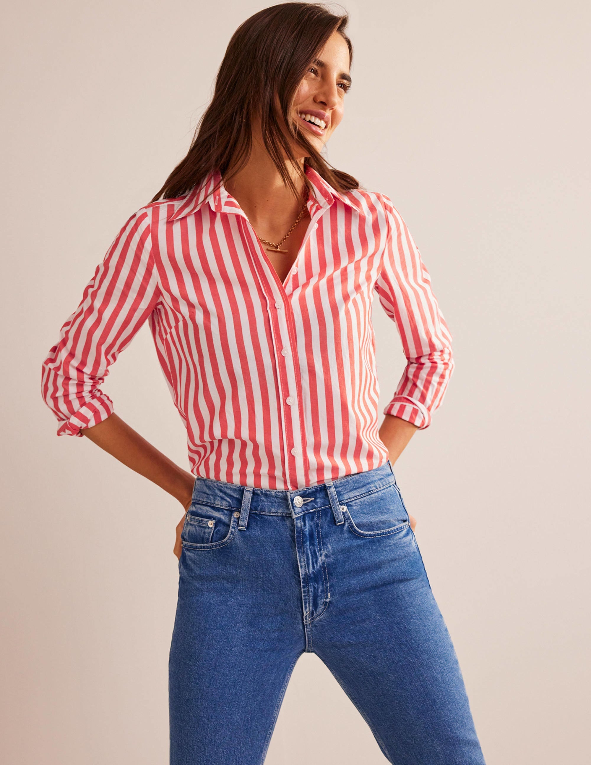  Sienna Cotton Shirt-Bright Red Stripe、mySite、ashleygrahame