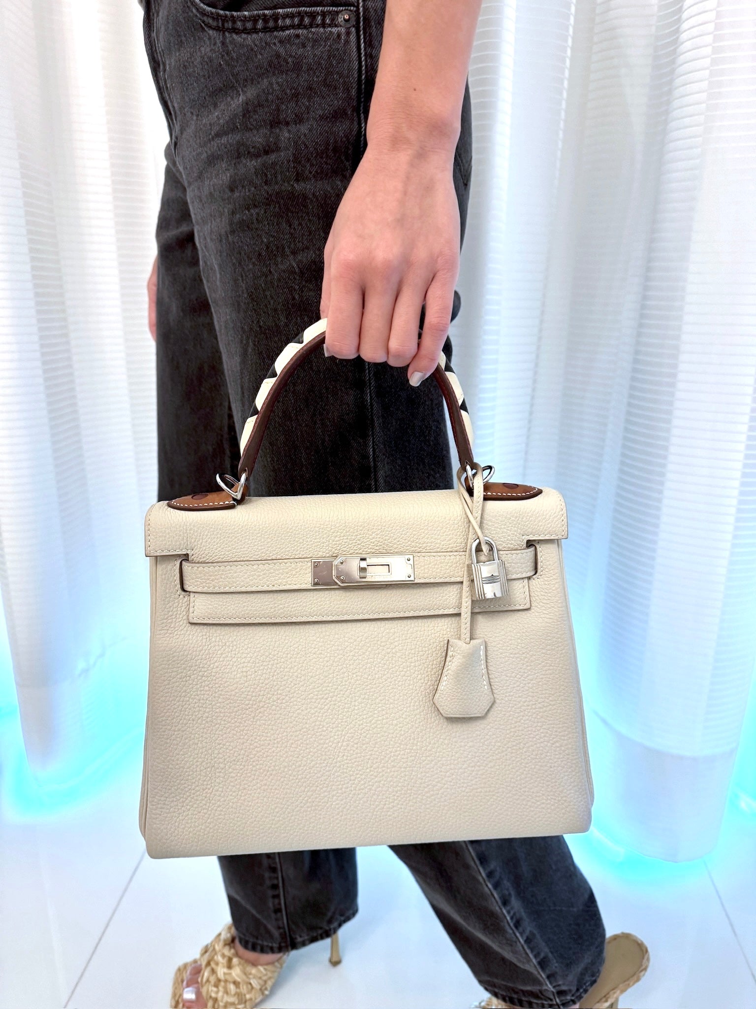 Hermès Kelly 28 Retourne au Galop Craie, Rouge H, Fauve and Black Togo Palladium Hardware、mySite、garminoutage.com