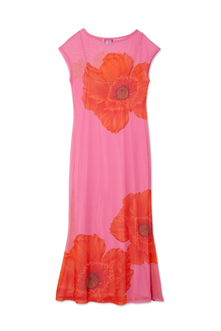 Pink Poppy Sleeveless Mesh Dress、mySite、solidvoid