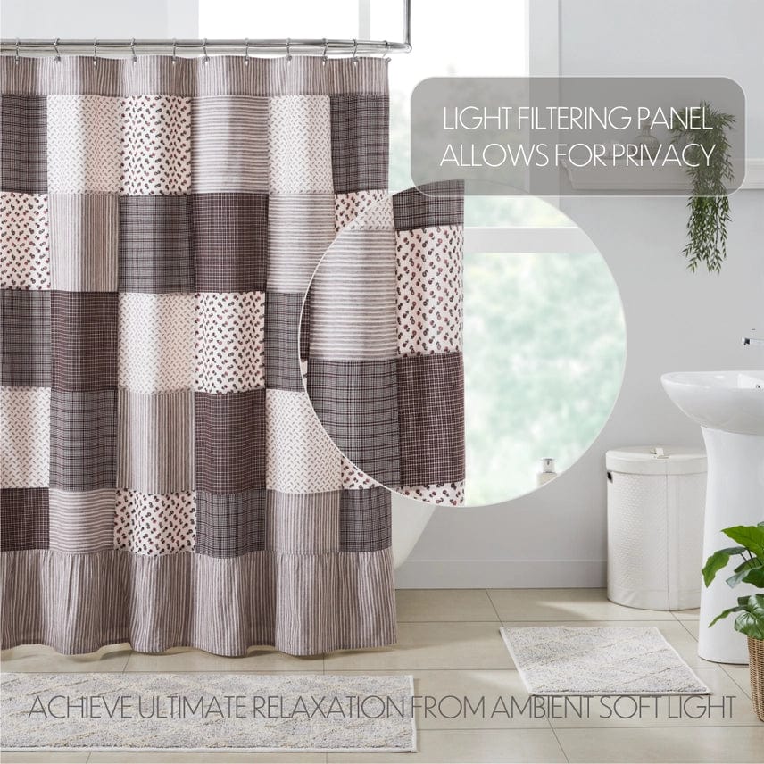 Florette Patchwork Ruffled Shower Curtain French Country Charm、mySite、g9winljtr