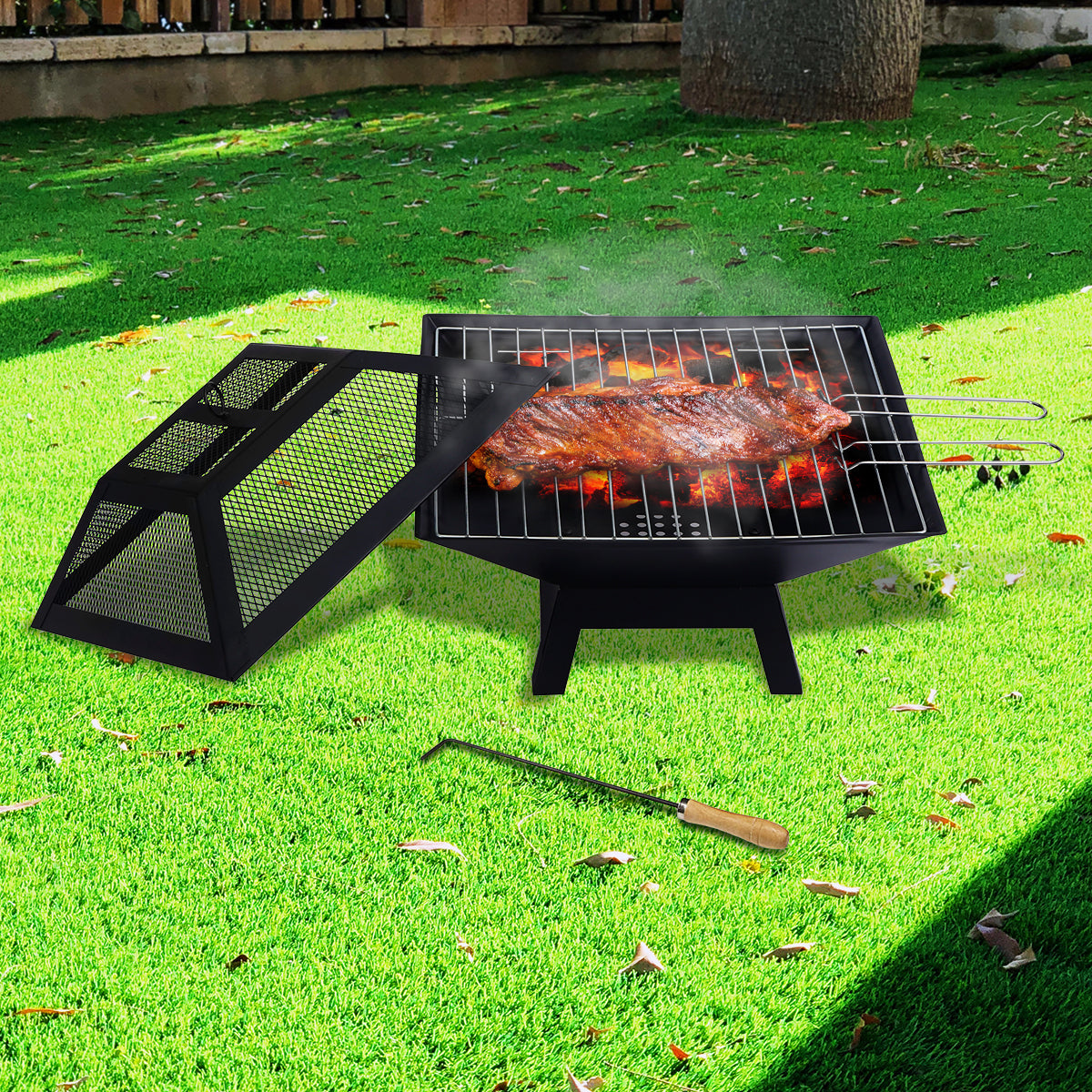 Wallaroo Portable 2-in-1 Outdoor Fire Pit with Cover for BBQ & Camping、mySite、camillekostekn