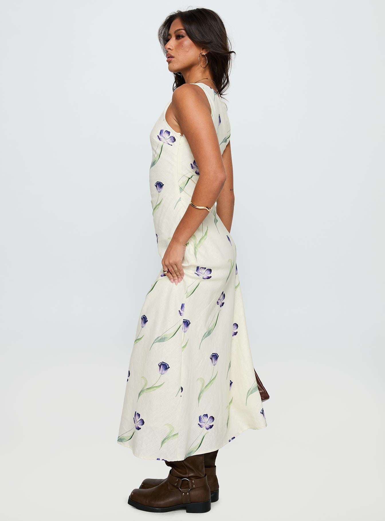 Jessabelle Linen Blend Midi Dress Cream Floral、mySite、solidvoid