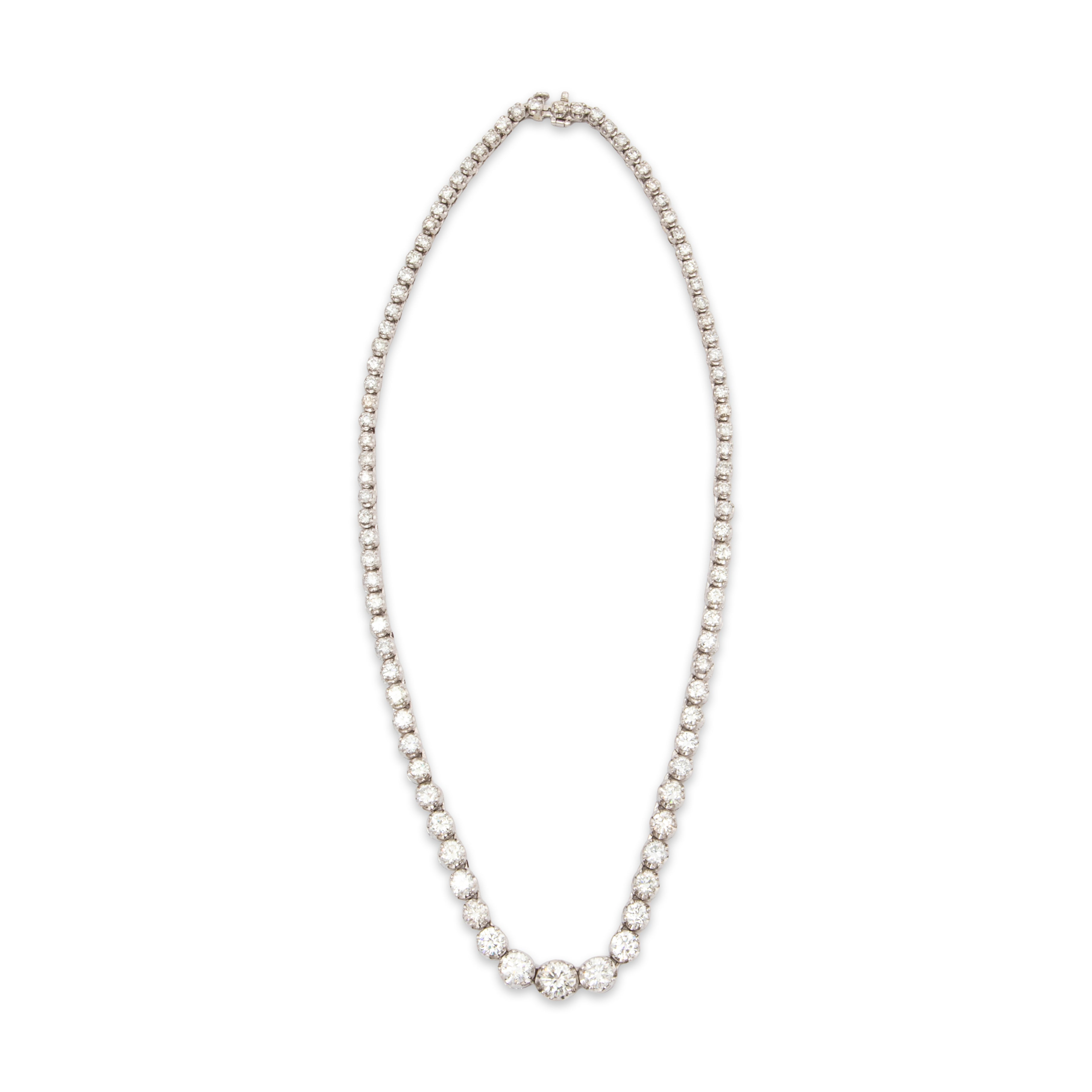 Vintage Platinum 12cttw Diamond Graduated Riviera Necklace 16、mySite、hinf8tx79