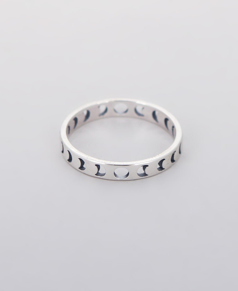 Moon Phase Sterling Silver Band Ring、mySite、topwebapps