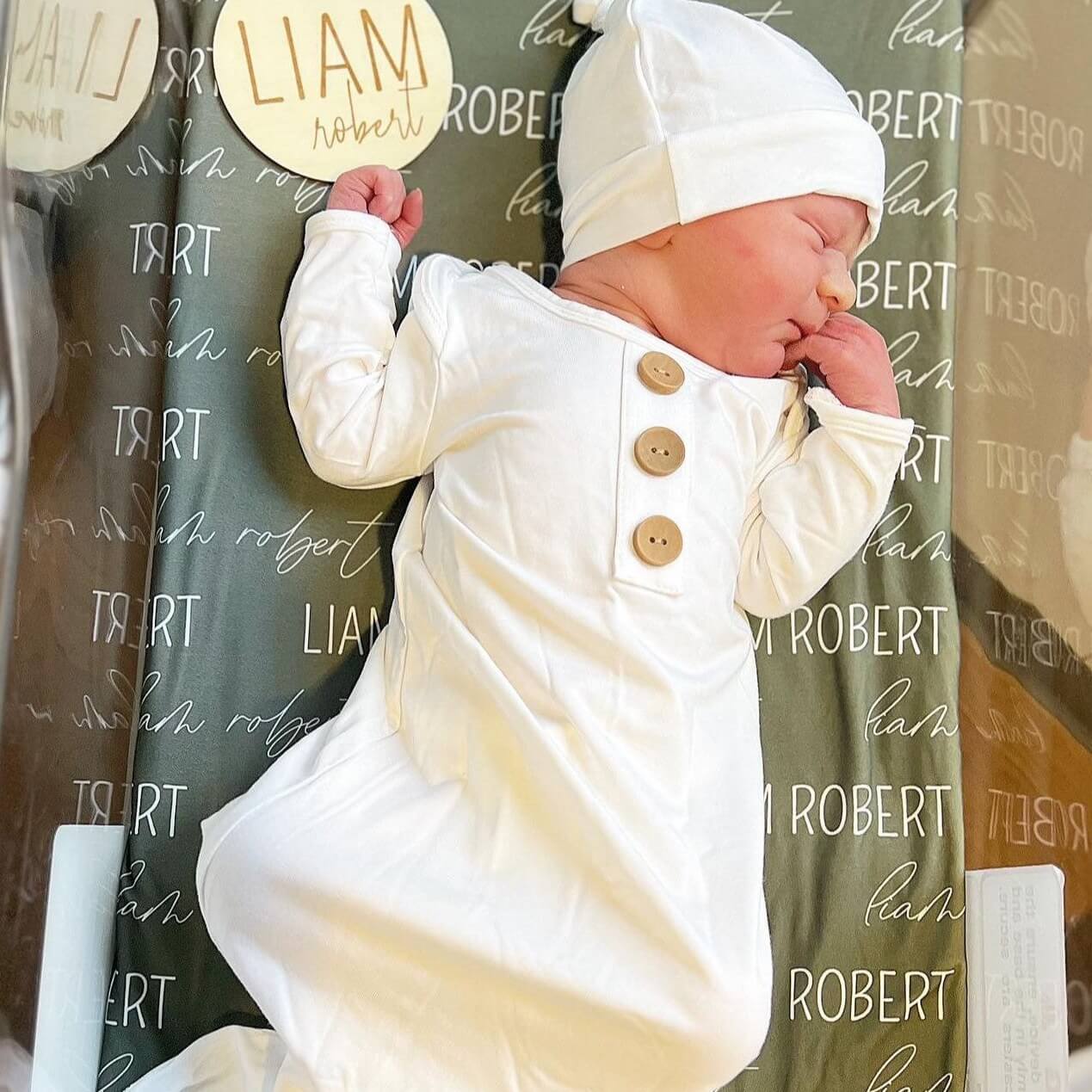  Solid White Bamboo Baby Knot Gown & Hat、mySite、layawaytickets