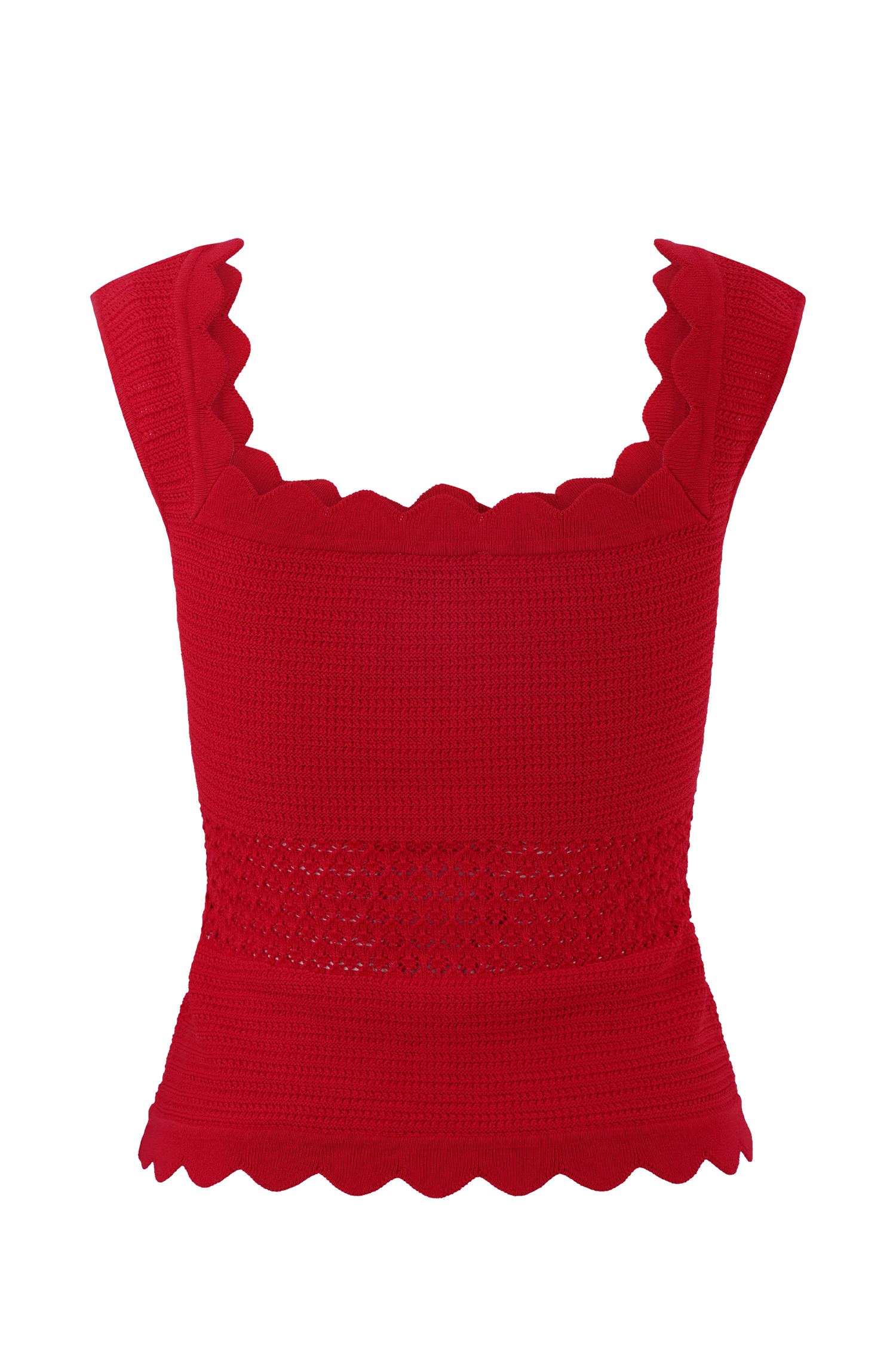 Madeline Scallop Knit Top - Red、mySite、solidvoid