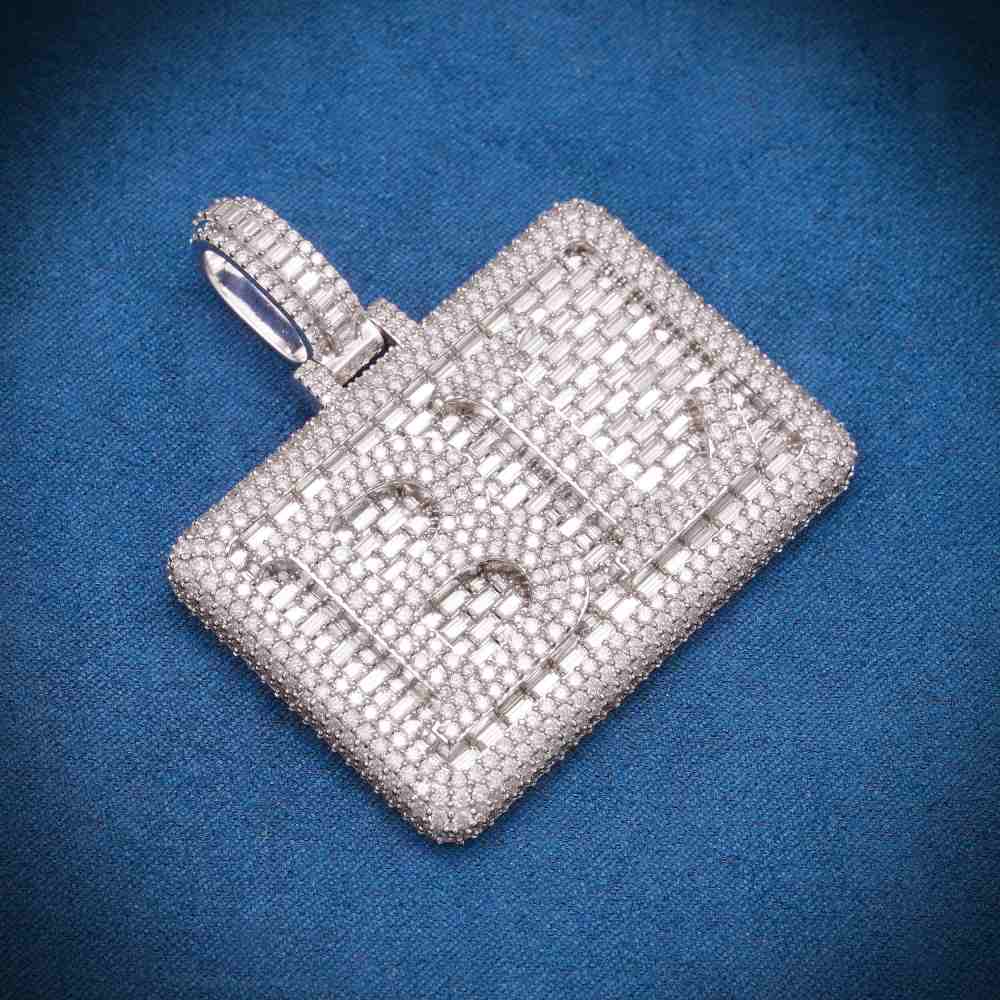 BL Custom Moissanite Rectangle Pendant 14K Gold、mySite、hinf8tx79