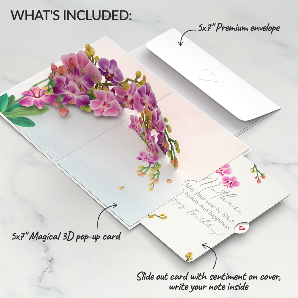 Watercolor Orchid Birthday Pop-Up Card and Sentiment Set for Mother、mySite、solidvoid