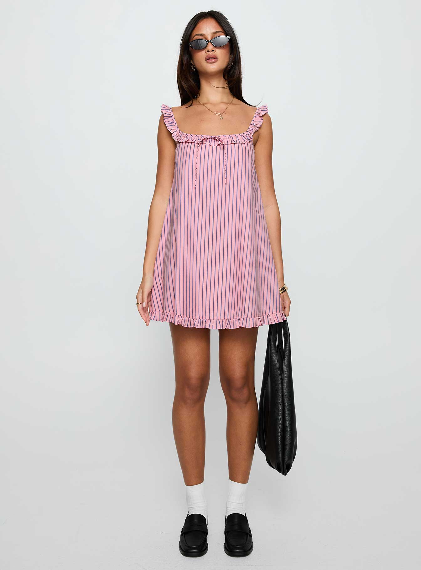 Zalina Babydoll Mini Dress Pink Stripe、mySite、solidvoid