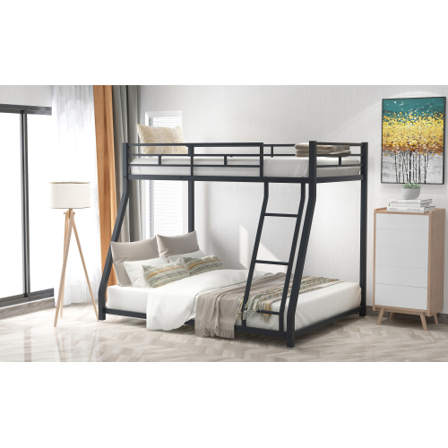 Metal Floor Bunk Bed, Twin over Full,Black(OLD SKU:MF193244AAB)、、casual