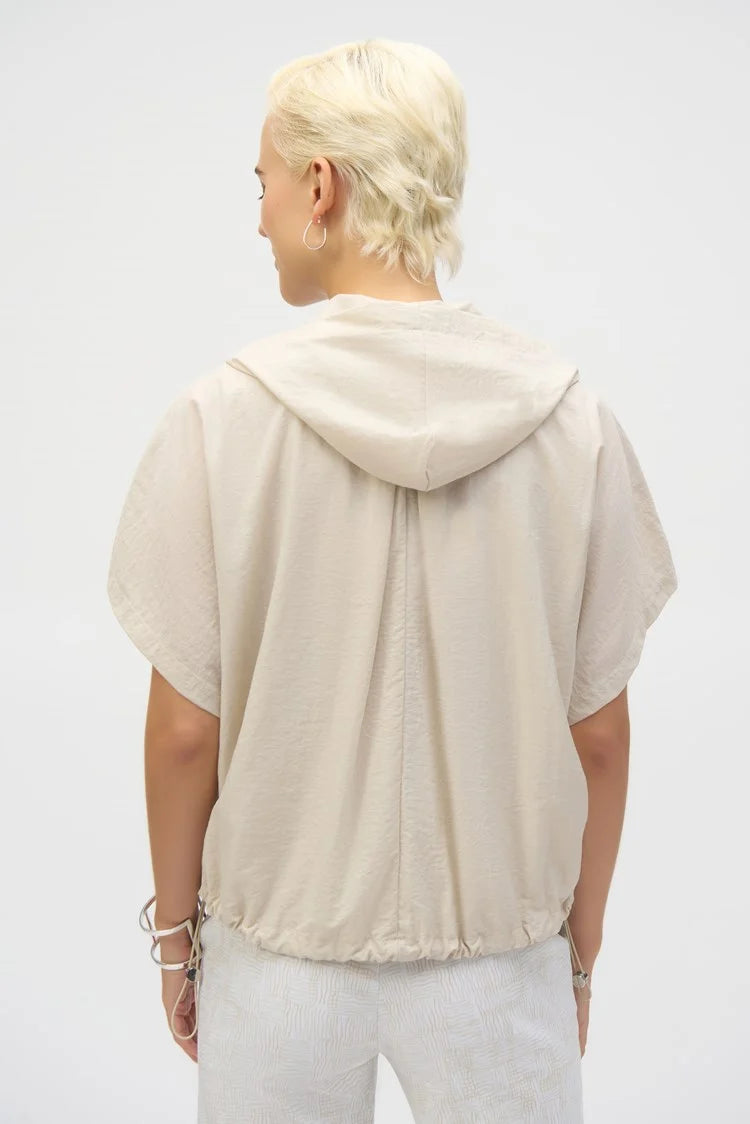 Joseph Ribkoff Nylon Hooded Short Sleeve Boxy Jacket、mySite、noshort