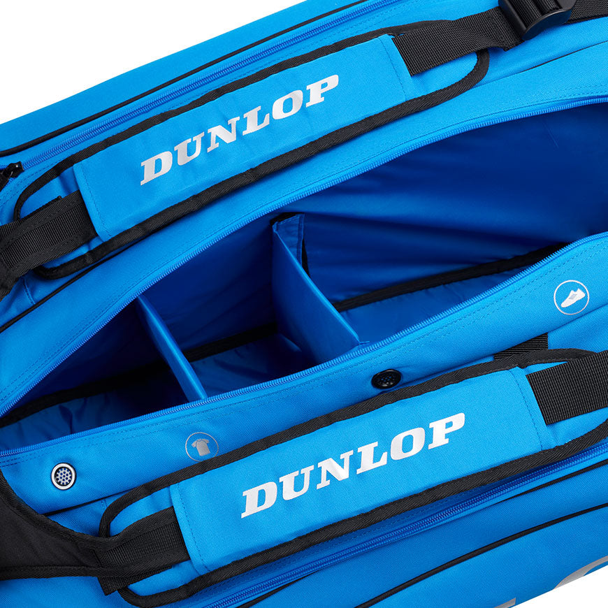 Dunlop FX Performance 12 Pack Racquet Bag (Black/Blue)