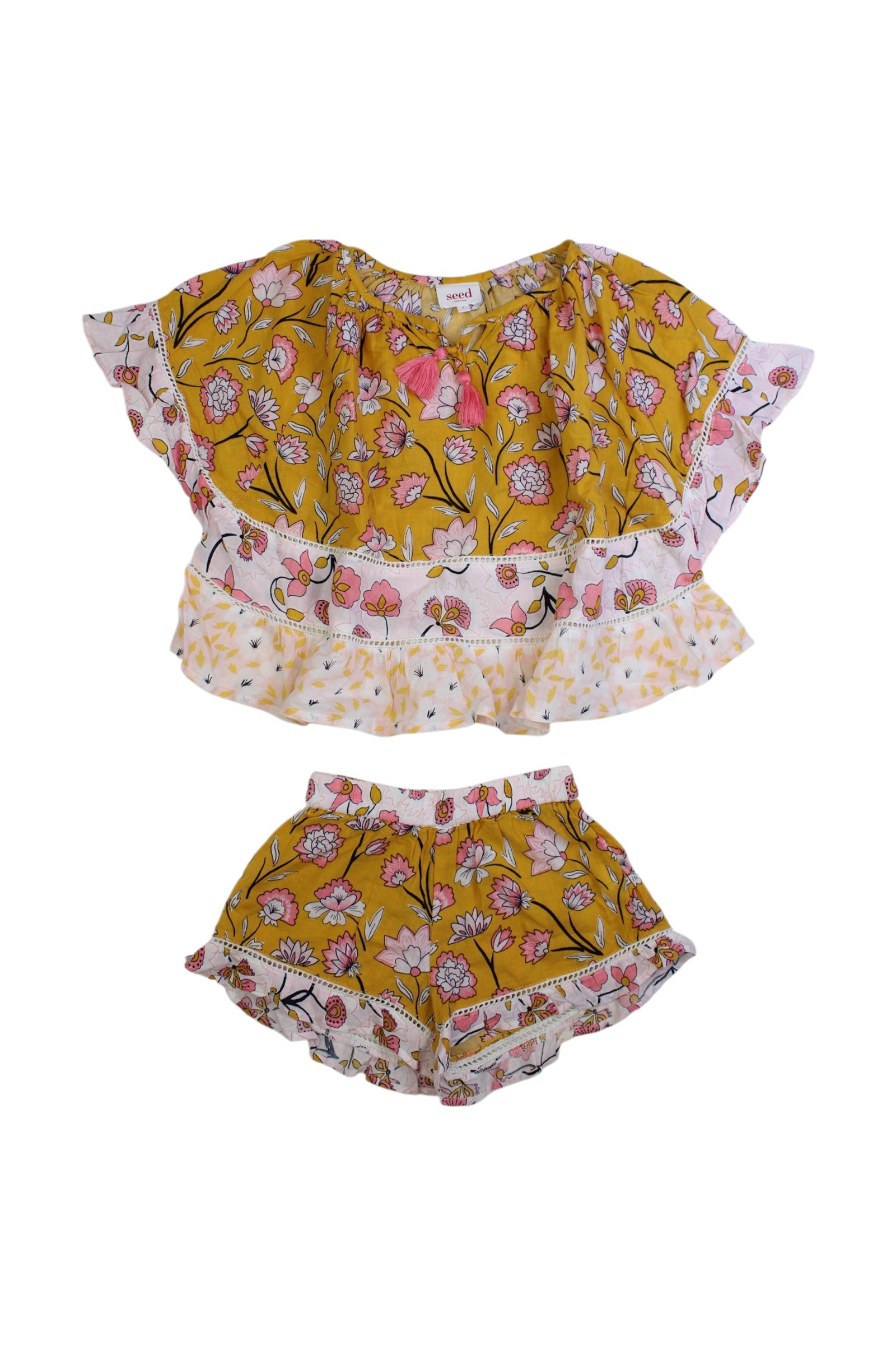 Seed Floral Ruffle Top & Shorts Set - Size 2T、mySite、g9winljtr