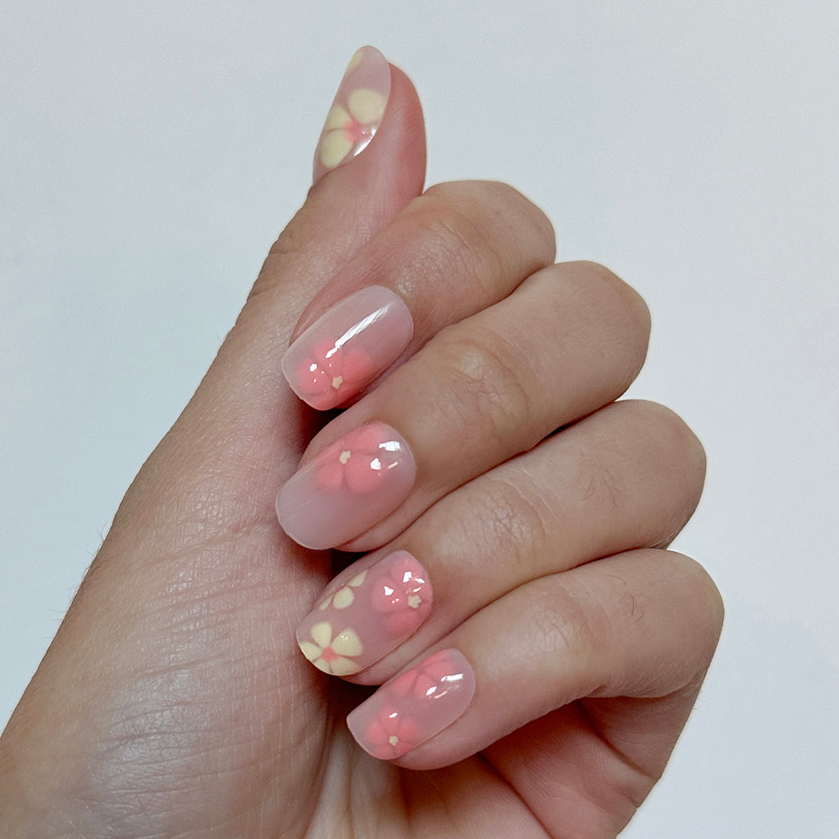 Blooming Floral - Press-On | Short | Squoval、mySite、solidvoid