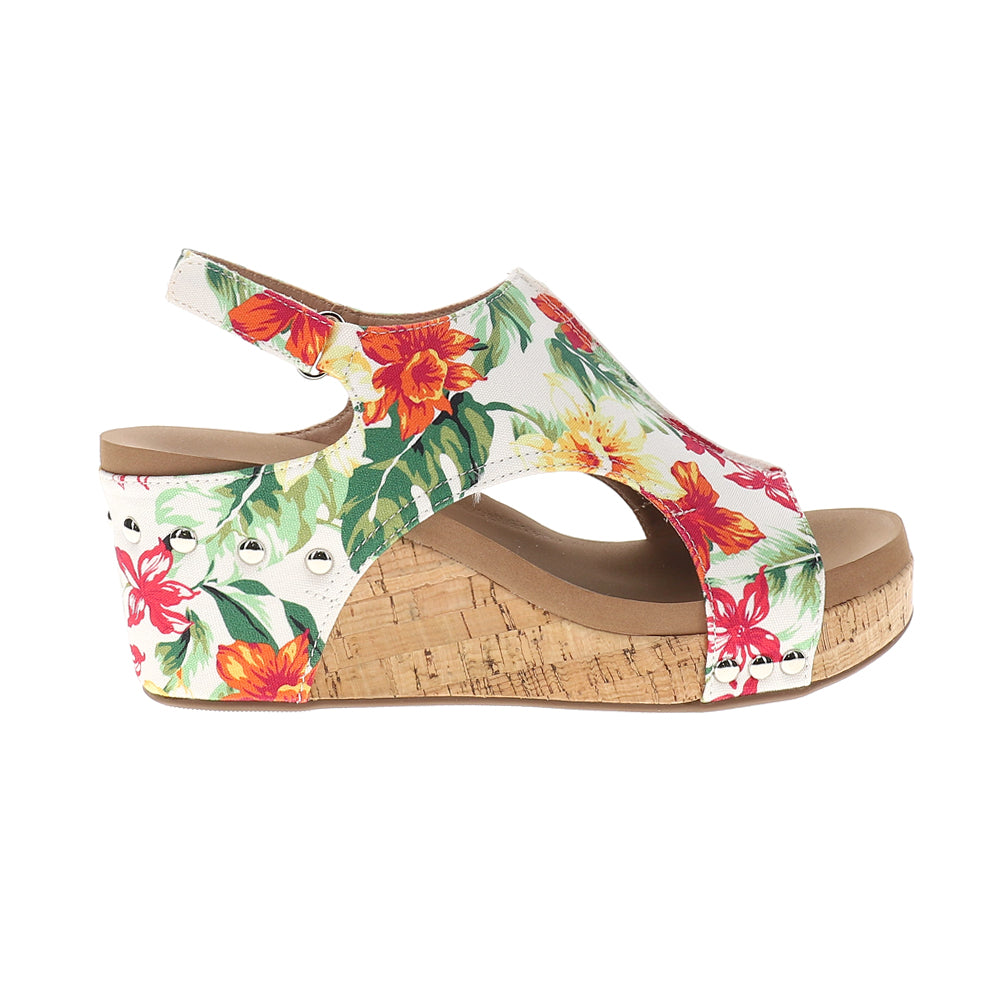 Carley Floral Studded Slingback Wedge Sandals、mySite、gtrtttuynbv