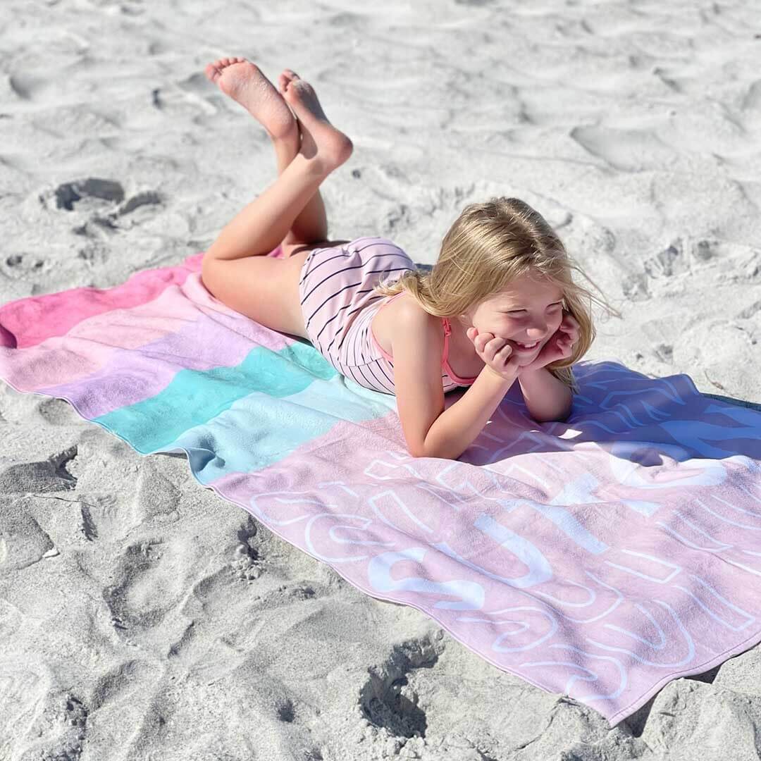  Pastel Gradient Personalized Kids Beach Towel、mySite、layawaytickets