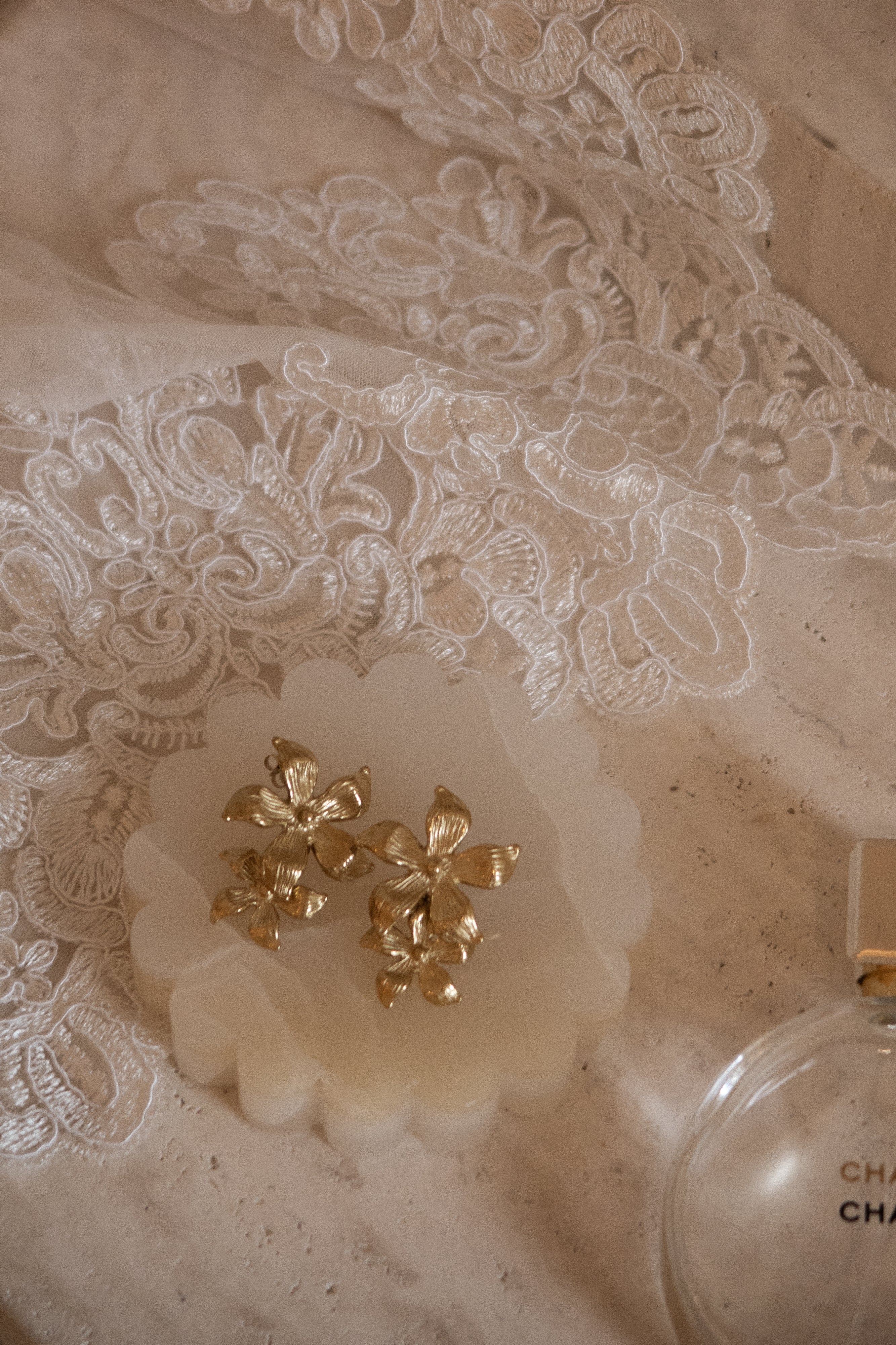 Infatuated Drop Flower Earrings - Gold、mySite、solidvoid