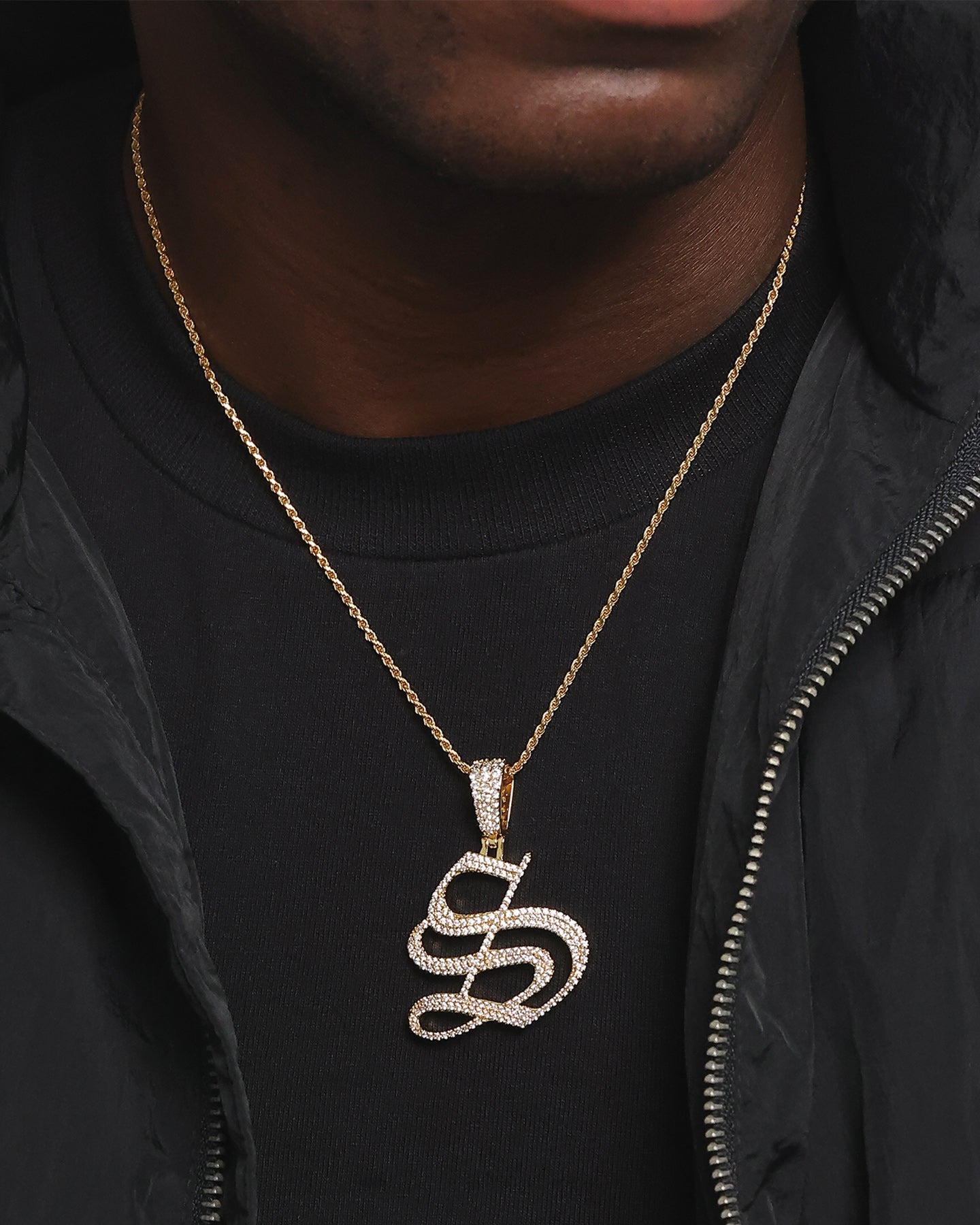 Saint Morta Gothic Iced Letter Pendant Iced Gold、mySite、zt4zffjzw