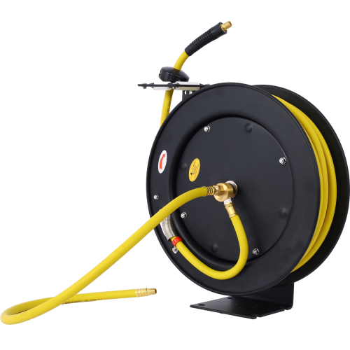 Air Reel Retractable 3/8" Inch x 50' Feet Premium Commercial Flex Hybrid Polymer Hose Max 300 PSI Heavy Duty Steel Frame、、eastwooduniform