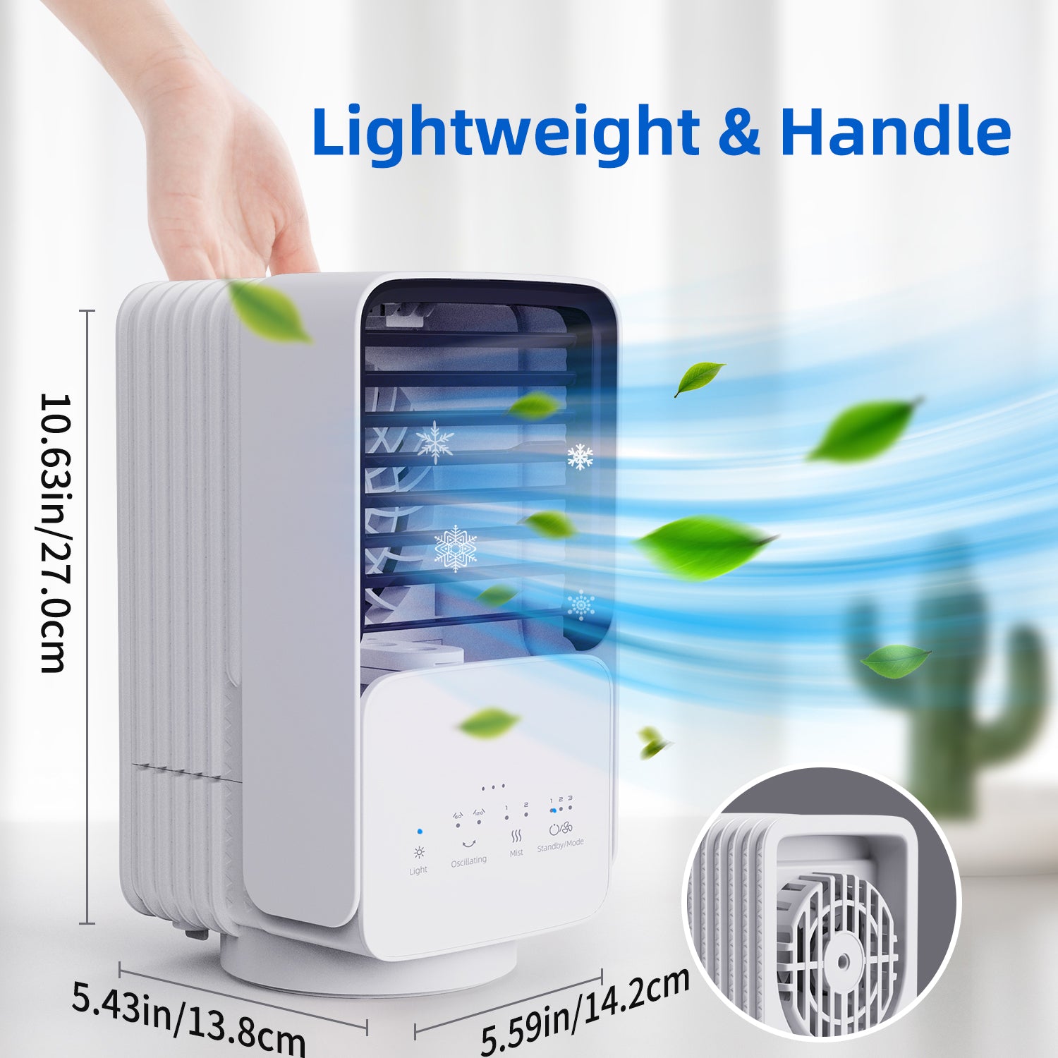 KLOUDIC Portable Air Conditioner Fan, Evaporative Air Cooler, USB Personal Desktop Cooling Fan with 3 Speeds,Small Air Cooler for Room、mySite、fannypackpong