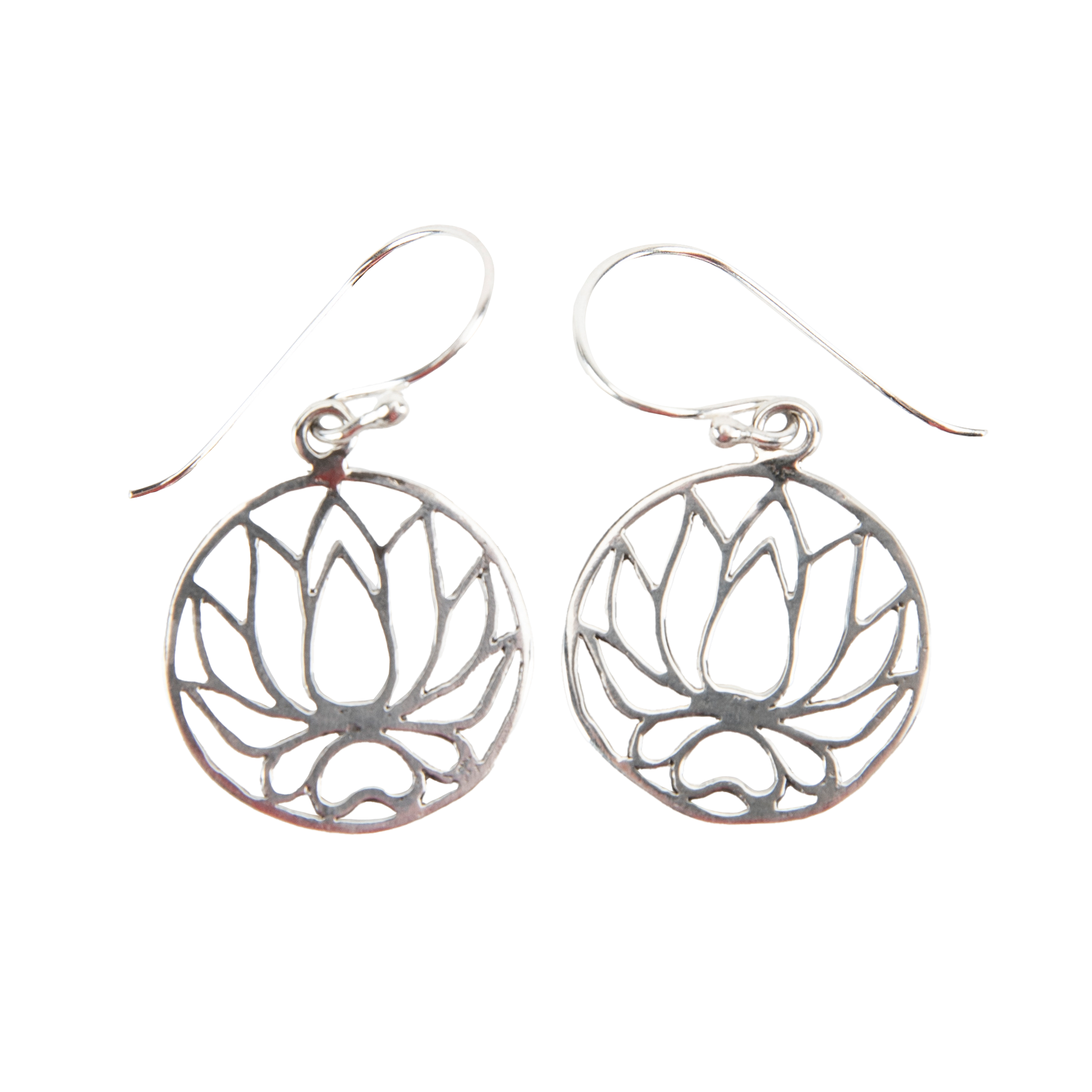 Silver Lotus Flower Dangle Earrings、mySite、topwebapps
